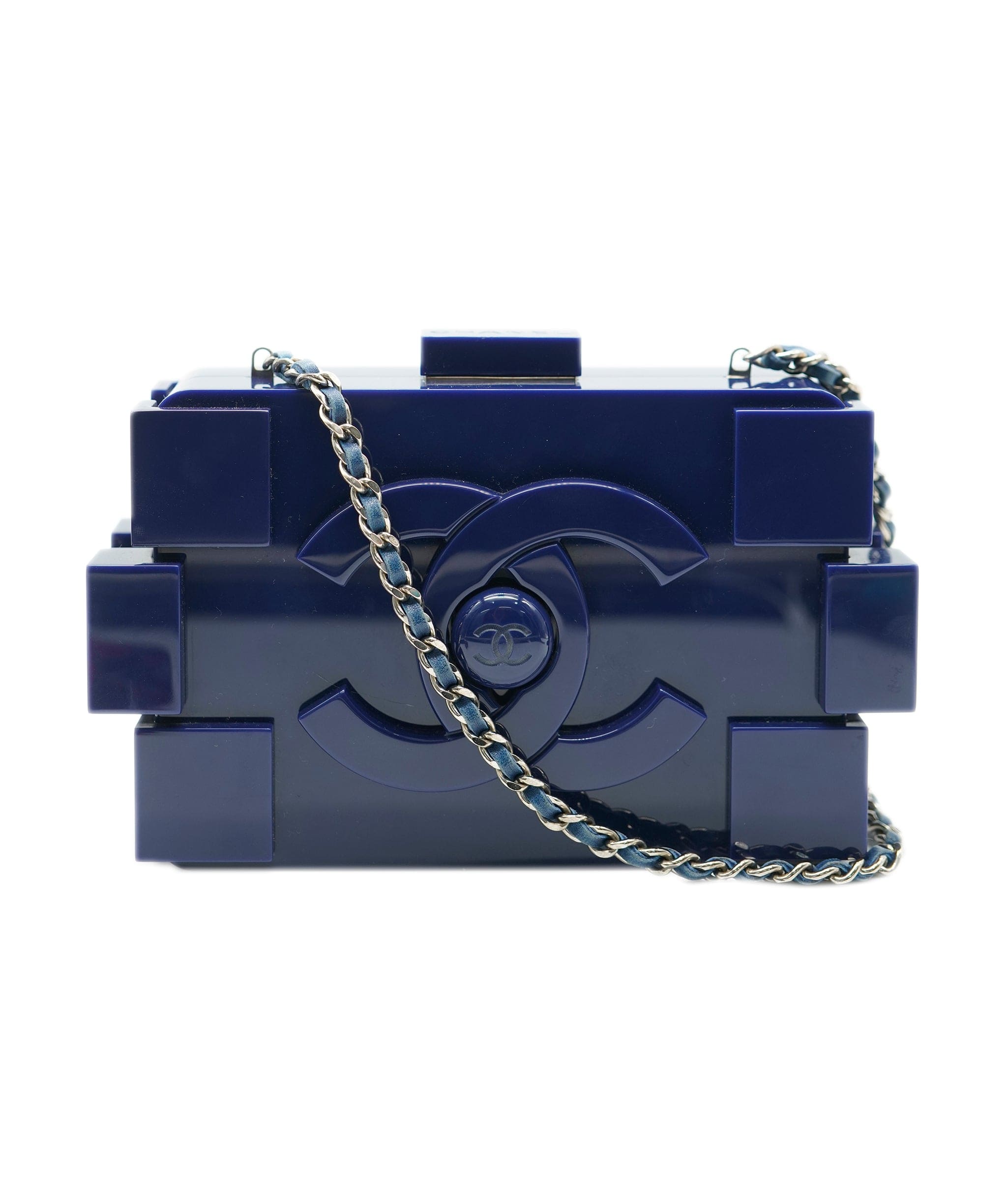 Chanel Chanel Navy Blue Plexiglass Boy Brick Lego Clutch AVL1444