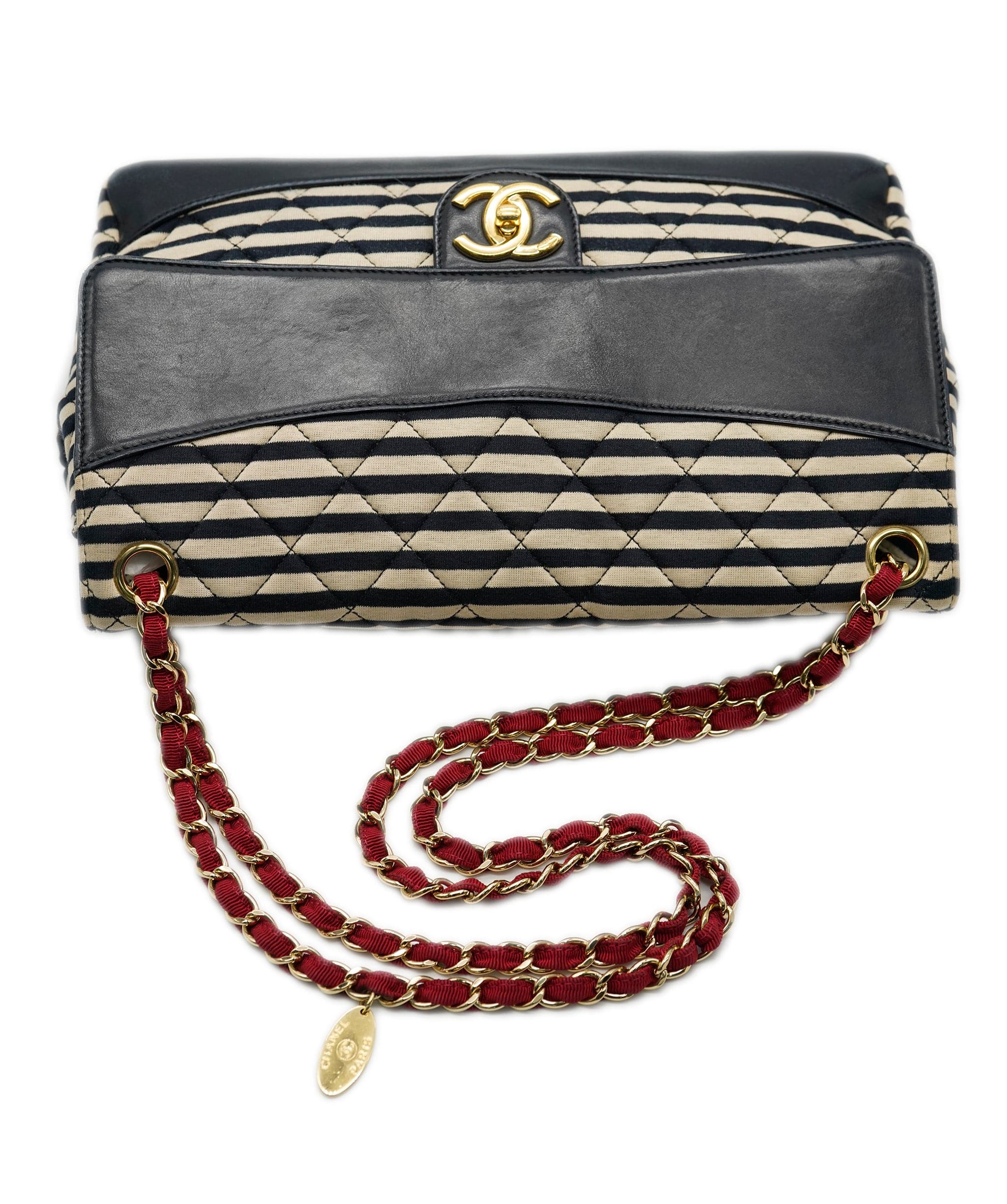 Chanel Chanel Navy Striped & Red Jersey Flap UKC1176