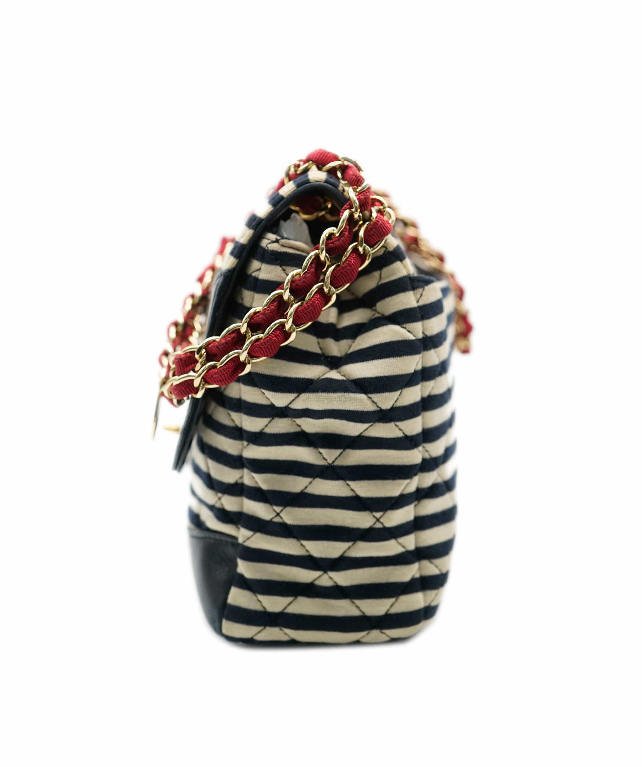 Chanel Chanel Navy Striped & Red Jersey Flap UKC1176