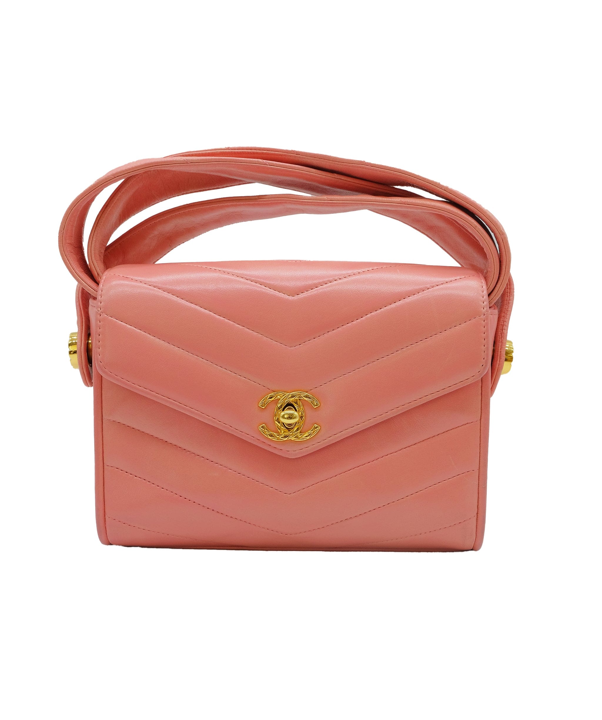 Chanel Chanel Pink Lambskin Chevron Flap B Pink Lambskin ASC5270