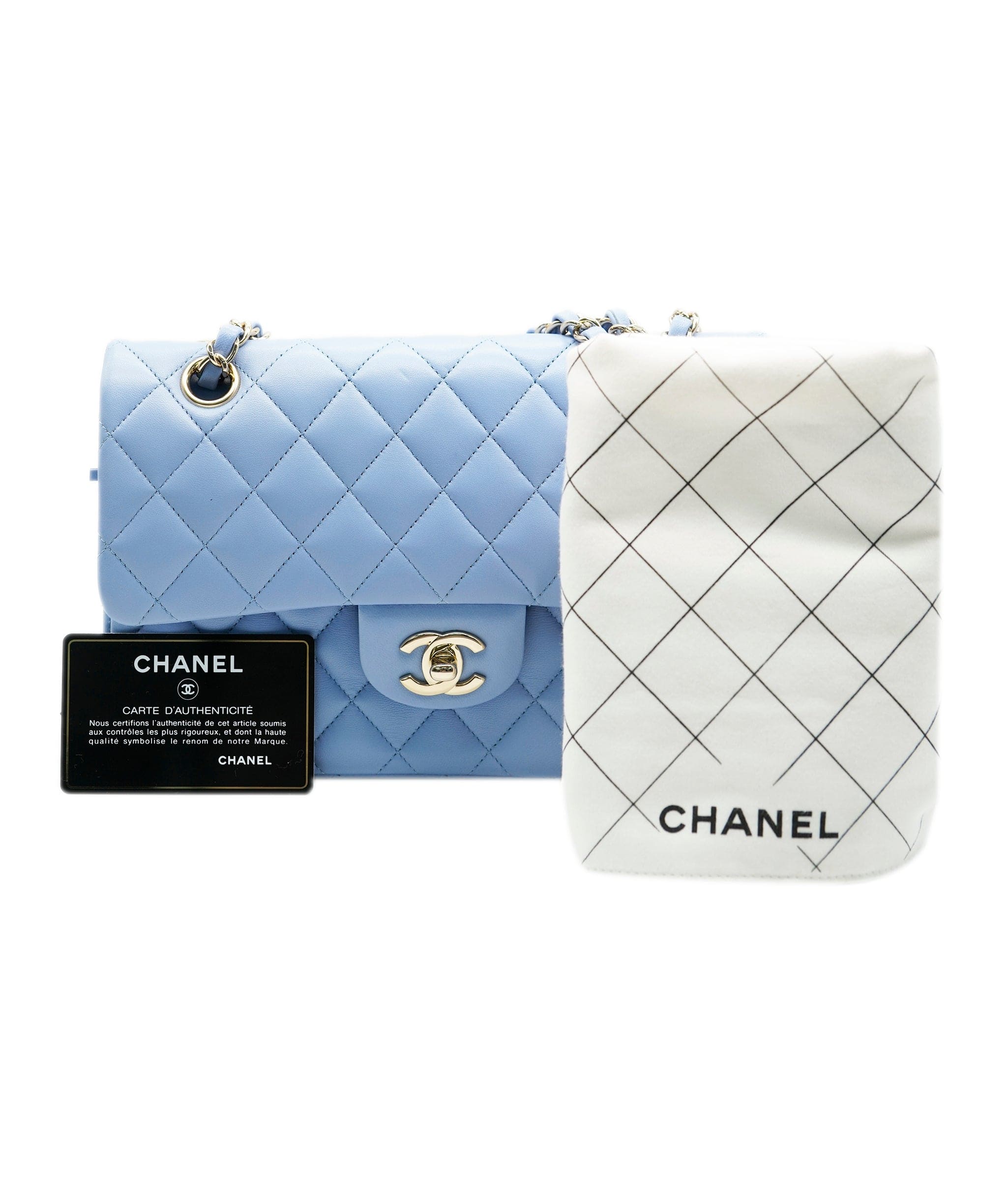 Chanel Chanel Powder Blue Small Double Classic Flap With Silver Hardware  ALL0423