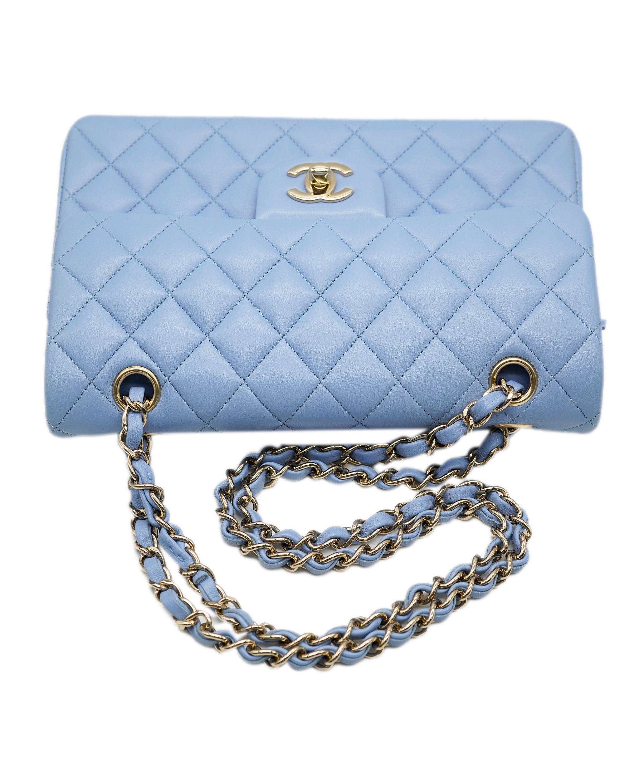 Chanel Chanel Powder Blue Small Double Classic Flap With Silver Hardware  ALL0423