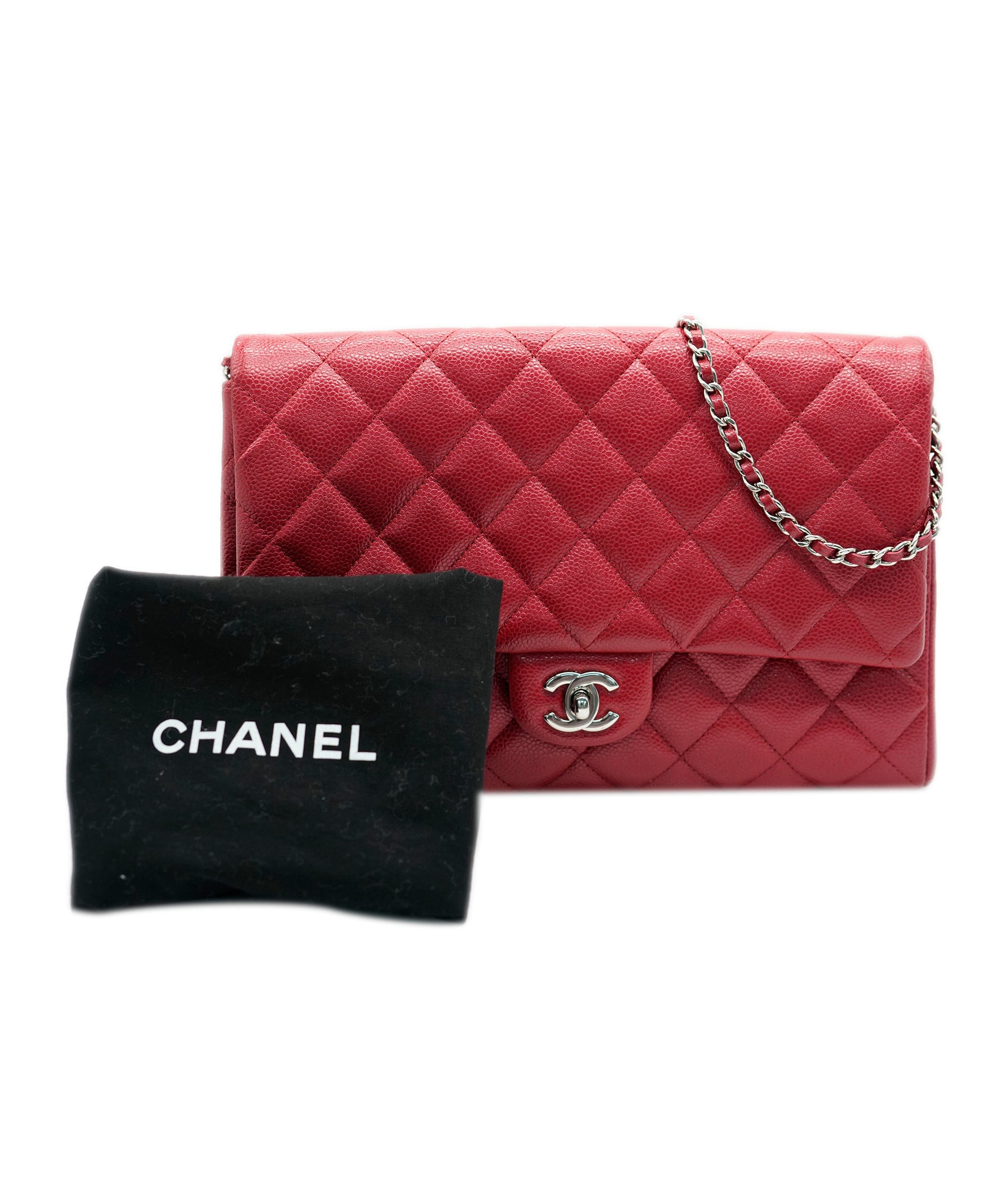 Chanel Chanel Red Caviar Chain on Clutch ASC2056