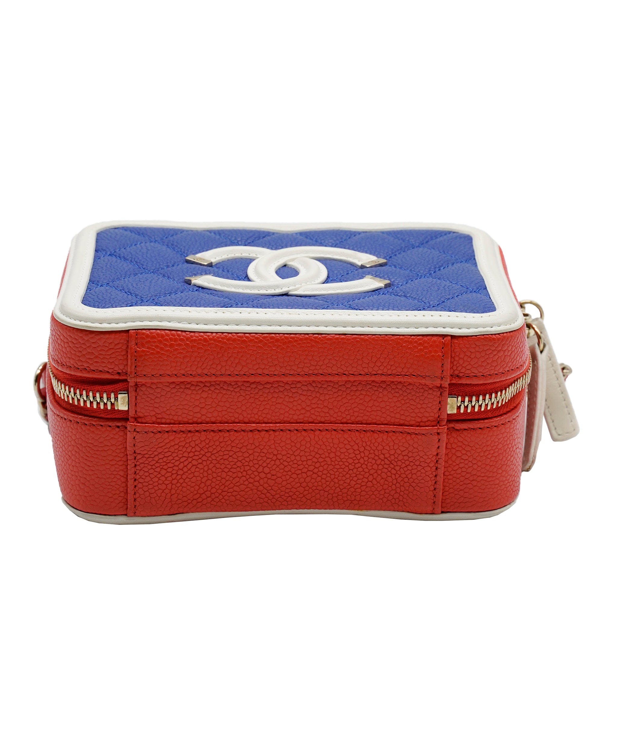 Chanel Chanel Red/White/Blue Caviar Quilted Small CC Filigree Vanity ASC2365