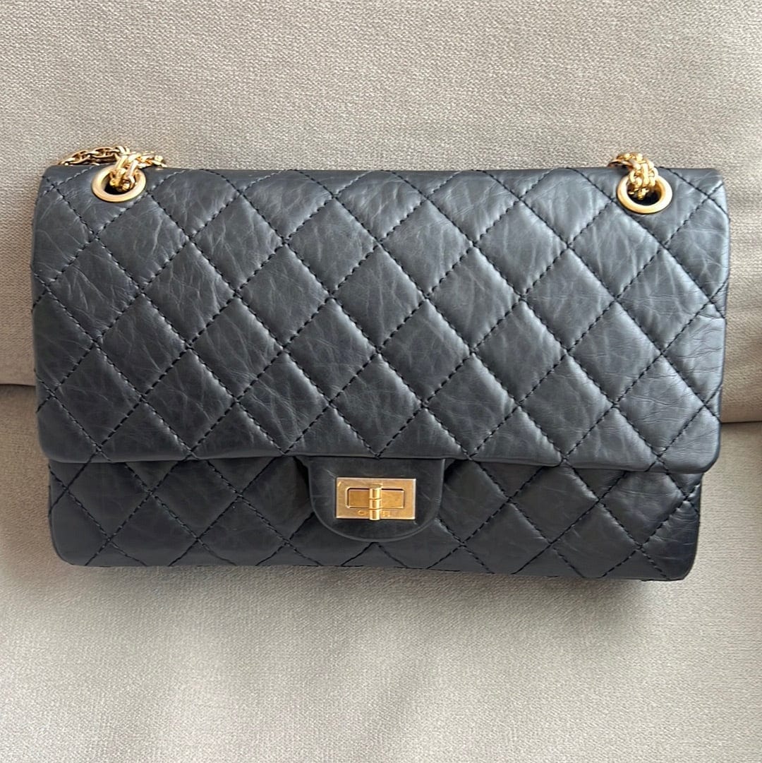 Chanel Chanel Reissue 2.55 Black Distress Calfskin GHW #10 ASL8670