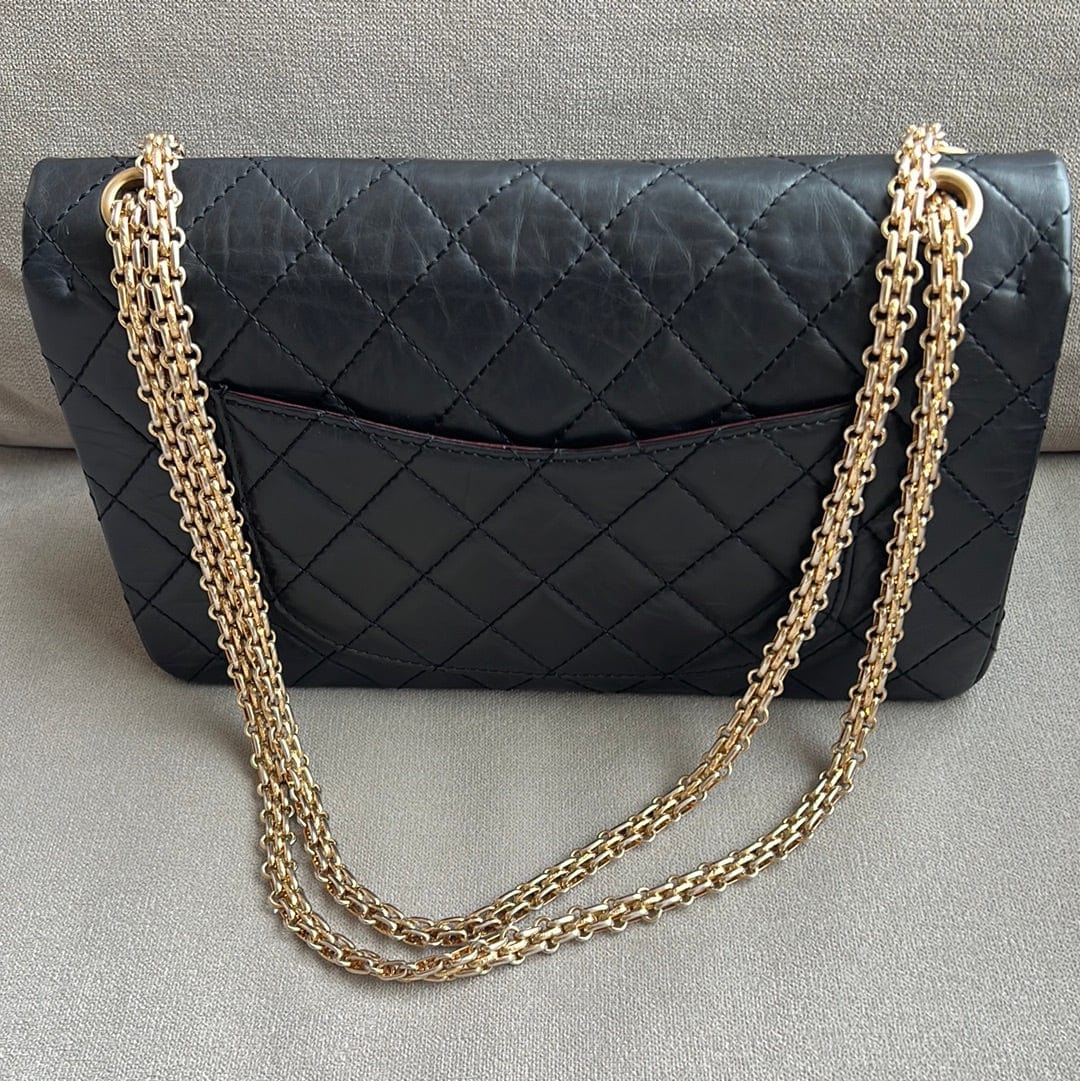 Chanel Chanel Reissue 2.55 Black Distress Calfskin GHW #10 ASL8670