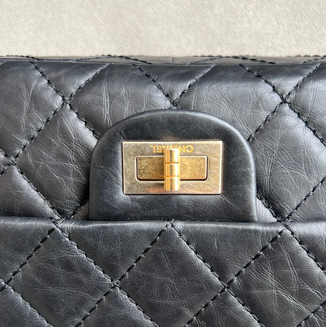 Chanel Chanel Reissue 2.55 Black Distress Calfskin GHW #10 ASL8670