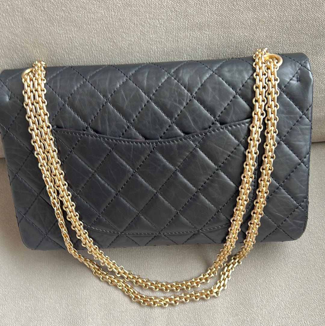 Chanel Chanel Reissue 2.55 Black Distress Calfskin GHW #10 ASL8670