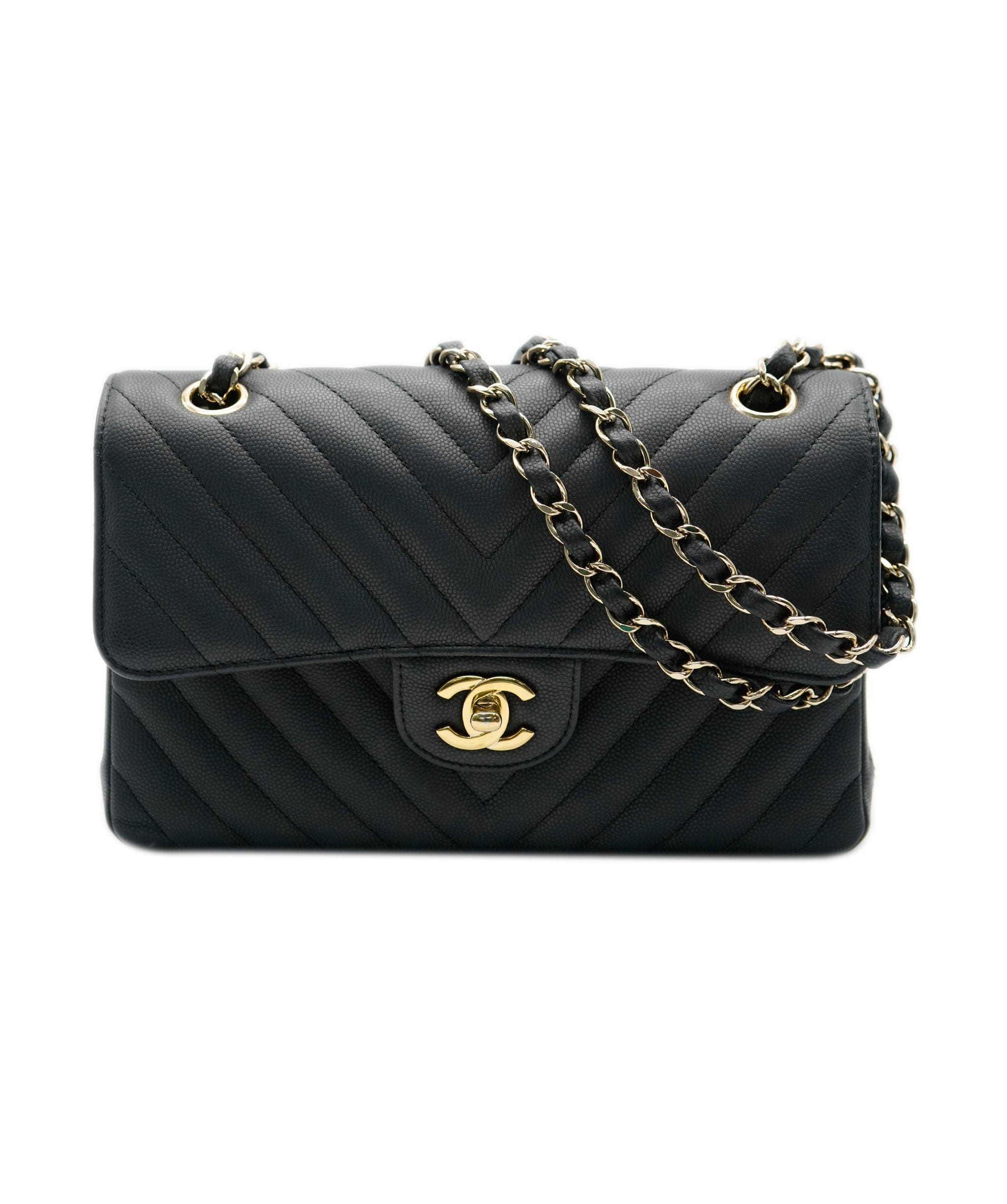 Chanel Chanel Small Classic Champagne Hardware Chevron ASC4312