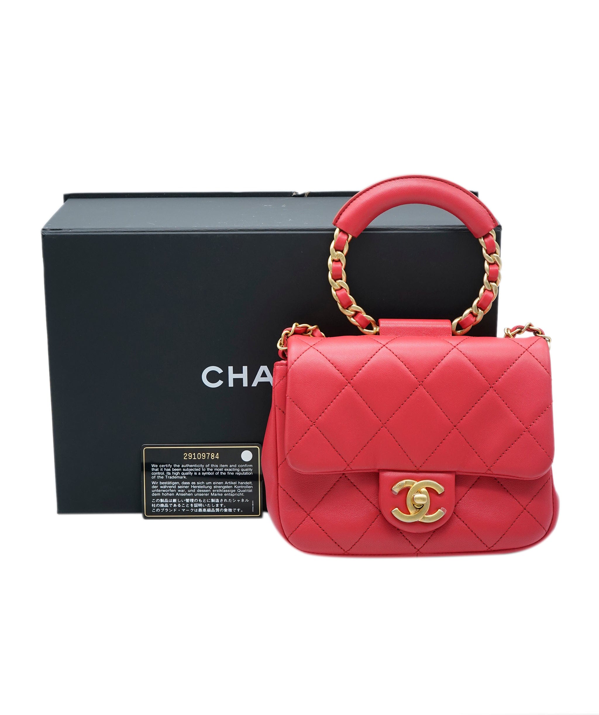 Chanel Chanel Top Handle Red Lambskin with GHW  ALC1531