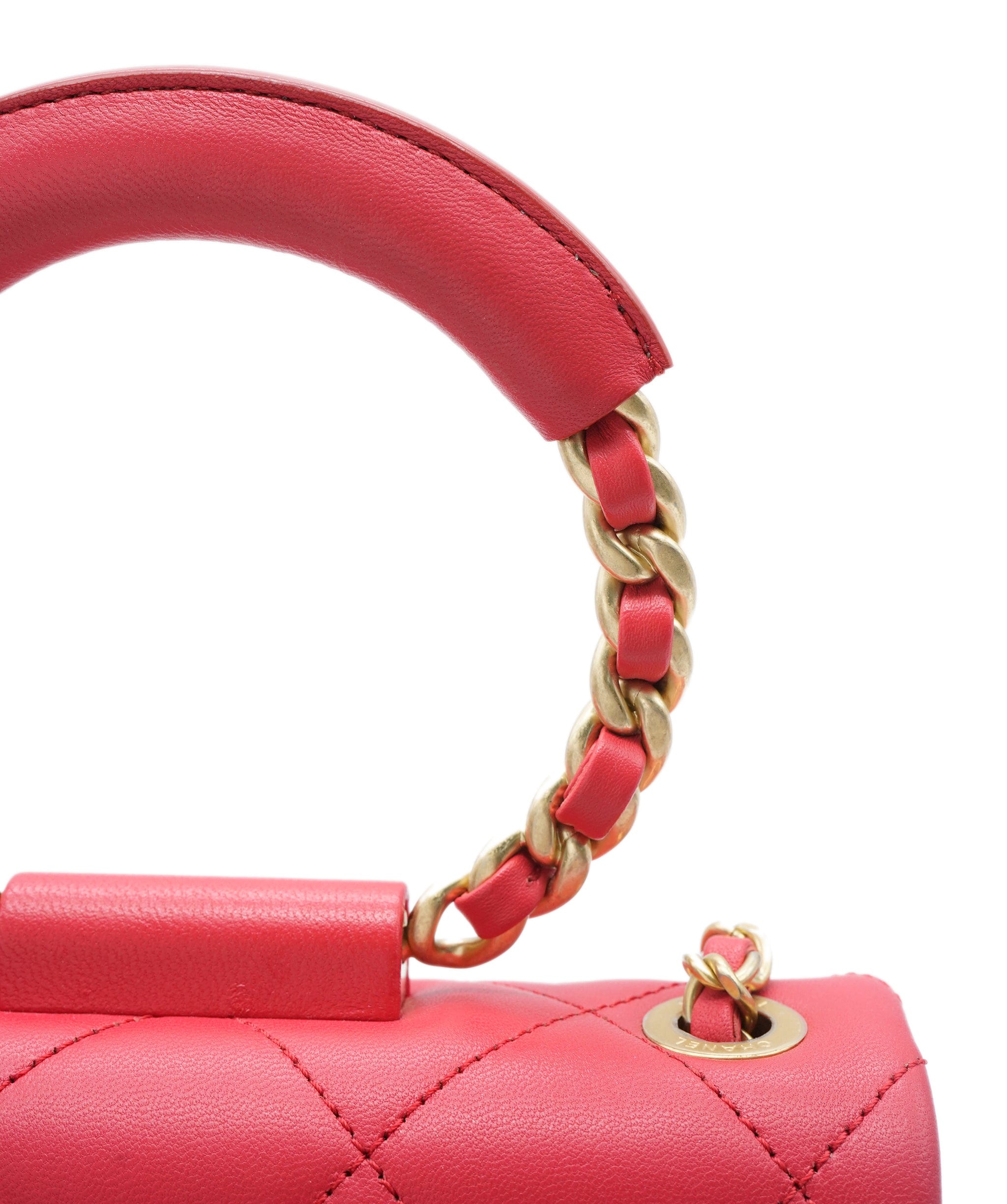 Chanel Chanel Top Handle Red Lambskin with GHW  ALC1531