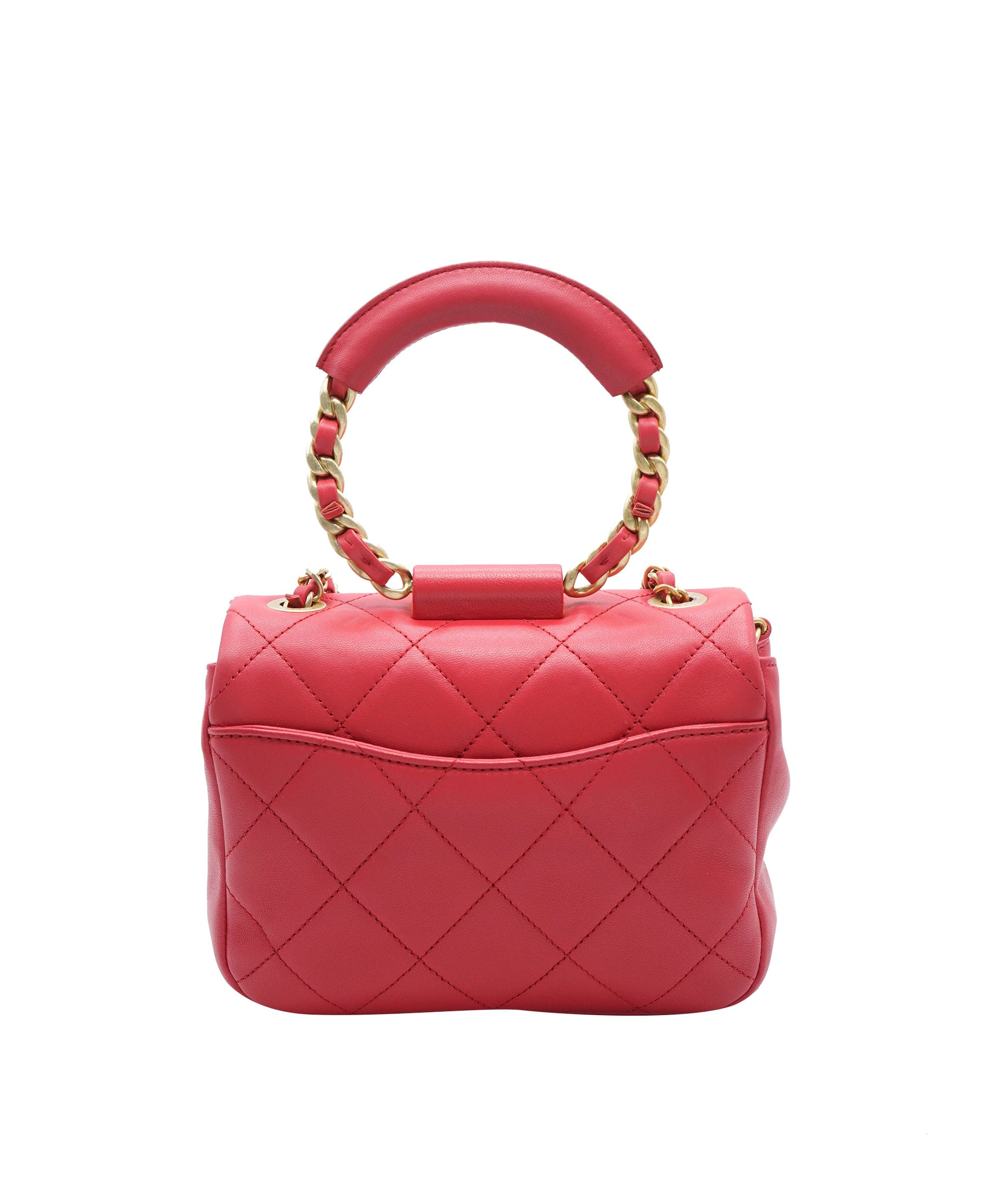 Chanel Chanel Top Handle Red Lambskin with GHW  ALC1531