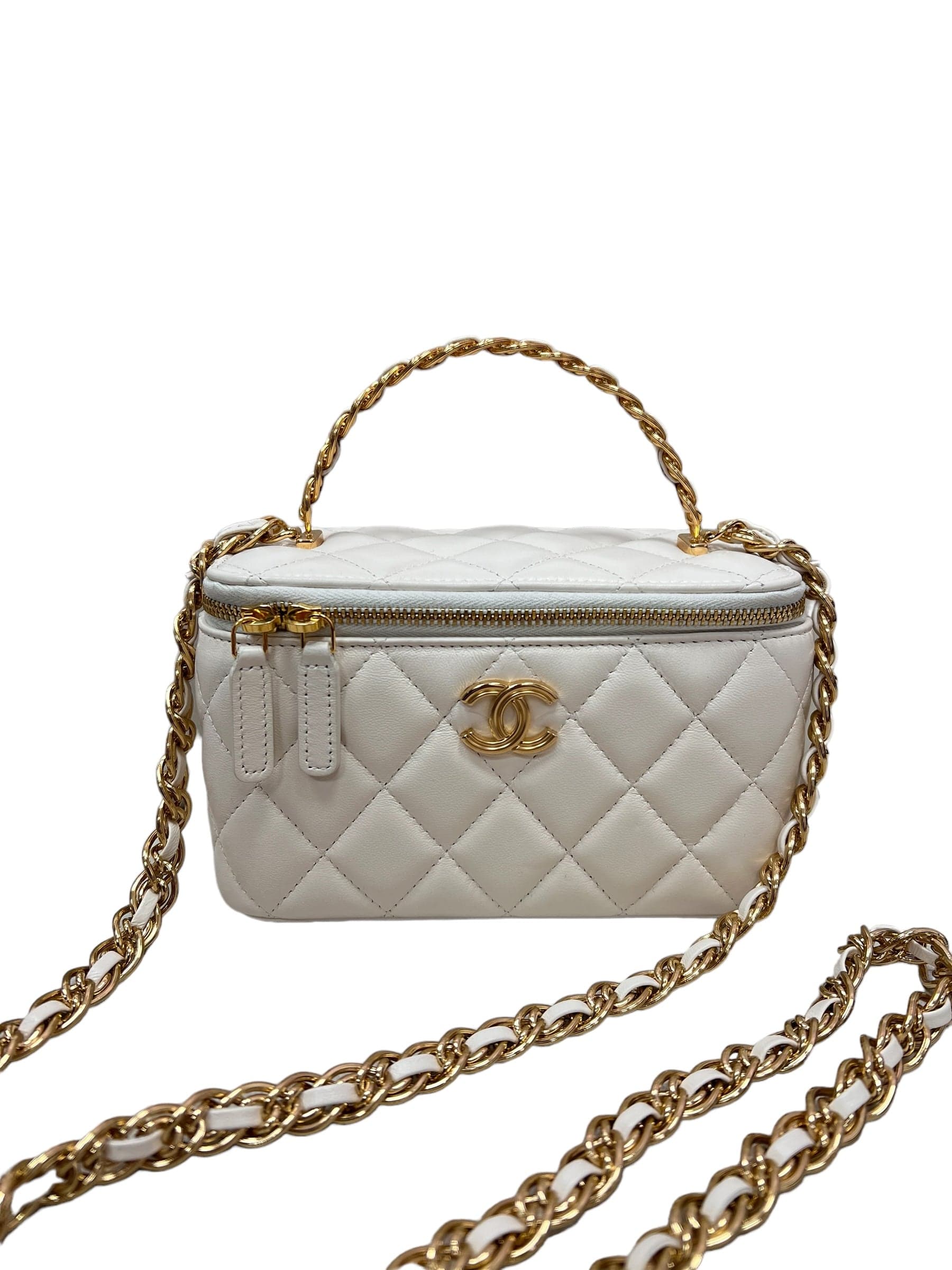 Chanel Chanel Vanity Top Handle Ivory Lambskin GHW SYC1172