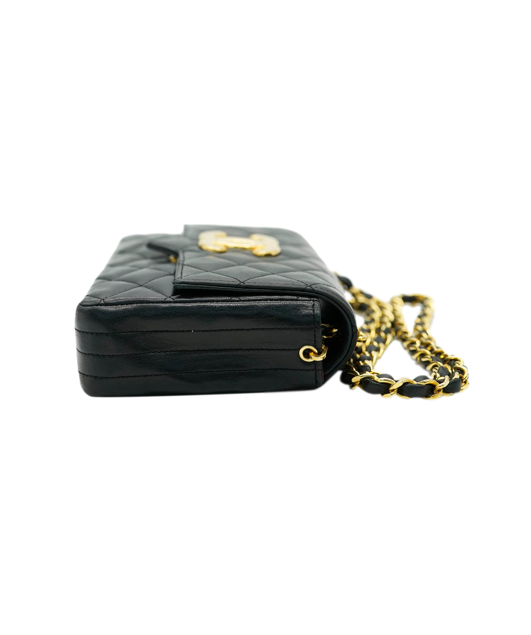 Chanel CHANEL VINTAGE BIG COCO MATELASSE CHAIN SHOULDER BAG BLACK LAMB SKIN 90242320 DBXS0656