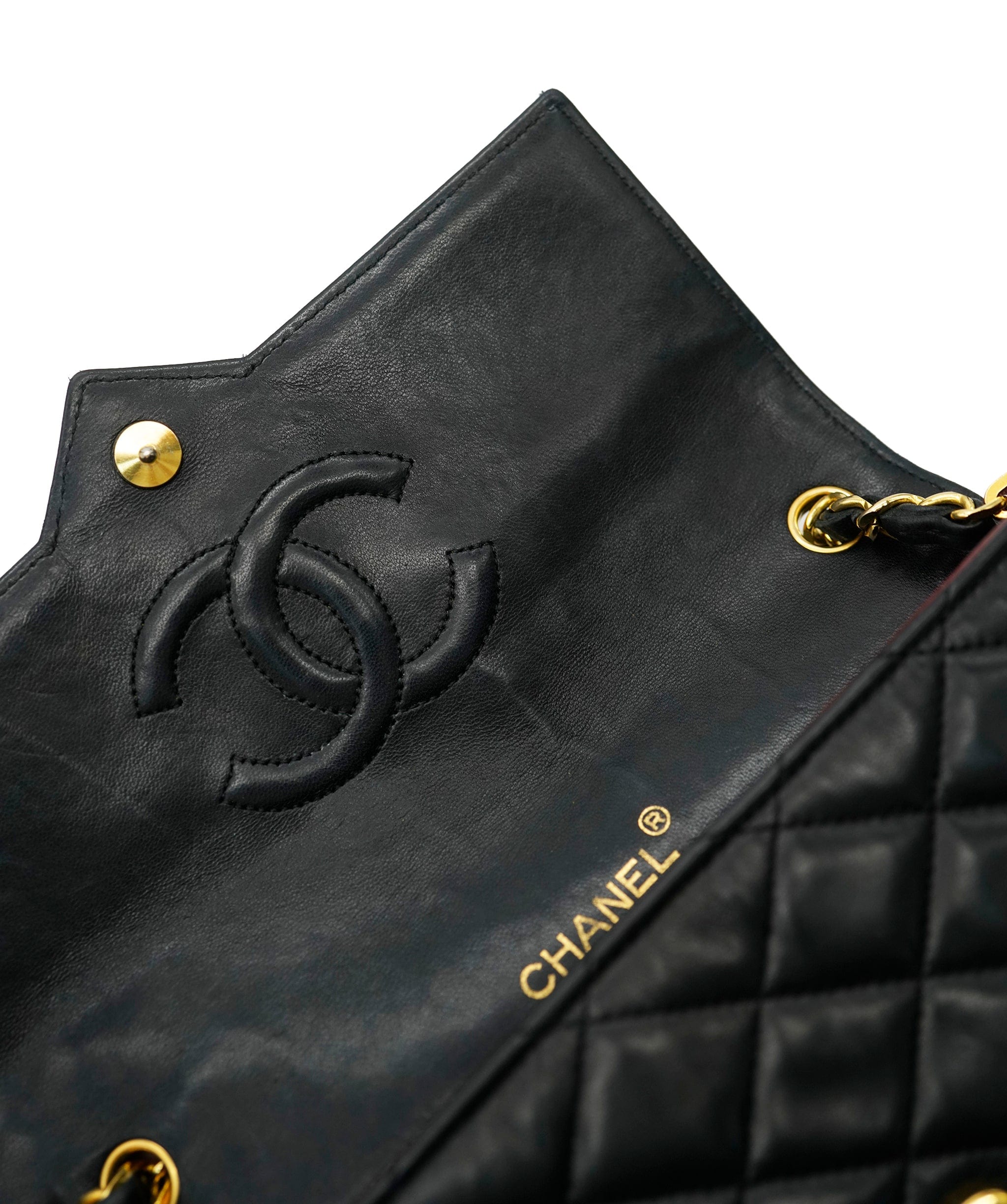 Chanel CHANEL VINTAGE BIG COCO MATELASSE CHAIN SHOULDER BAG BLACK LAMB SKIN 90242320 DBXS0656