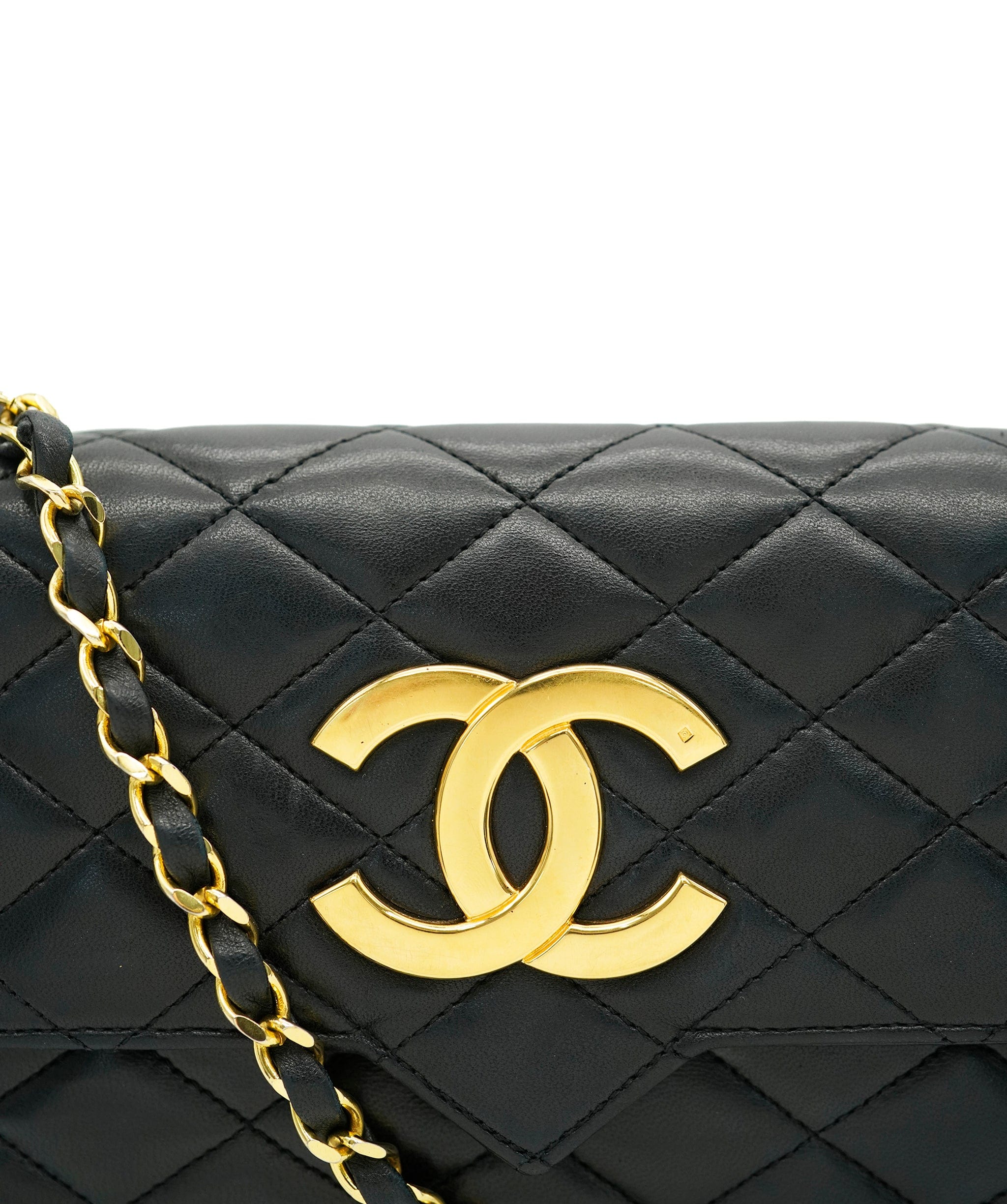 Chanel CHANEL VINTAGE BIG COCO MATELASSE CHAIN SHOULDER BAG BLACK LAMB SKIN 90242320 DBXS0656