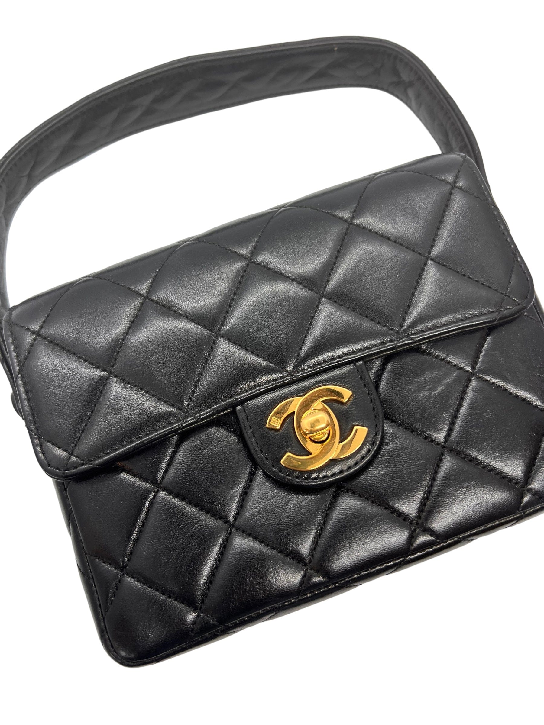 Chanel Chanel Vintage Black Lambskin Mini Square Shoulder Bag