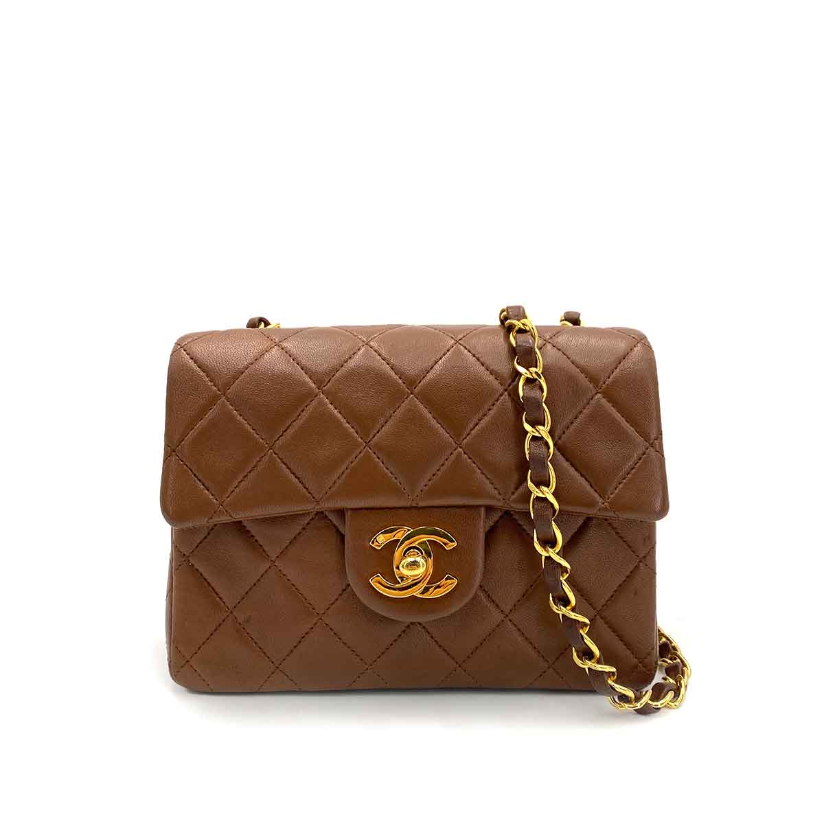 Chanel CHANEL VINTAGE BROWN MINI SQUARE FLAP DXBS0100