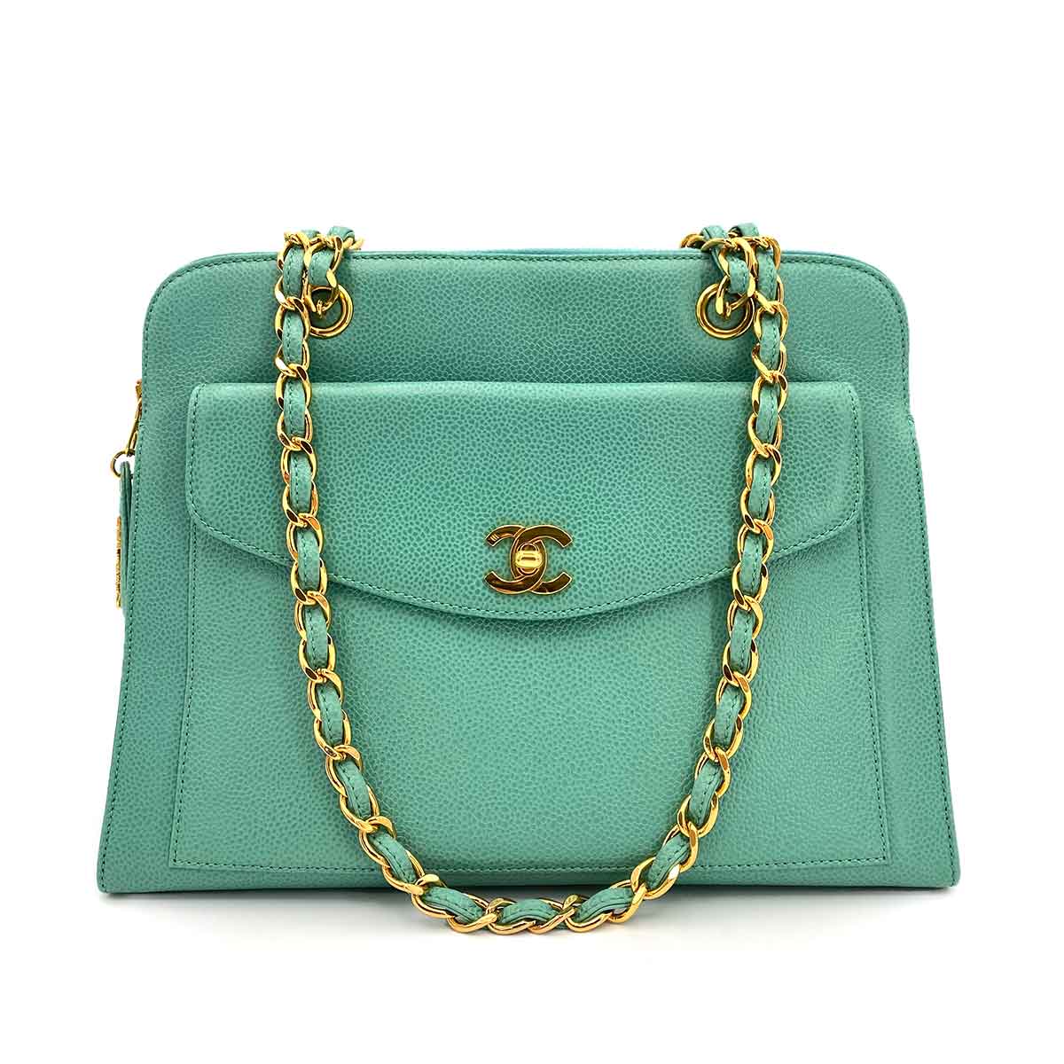 Chanel CHANEL VINTAGE CHAIN EMERALD GREEN CAVIAR SHOULDER BAG DXBS0101