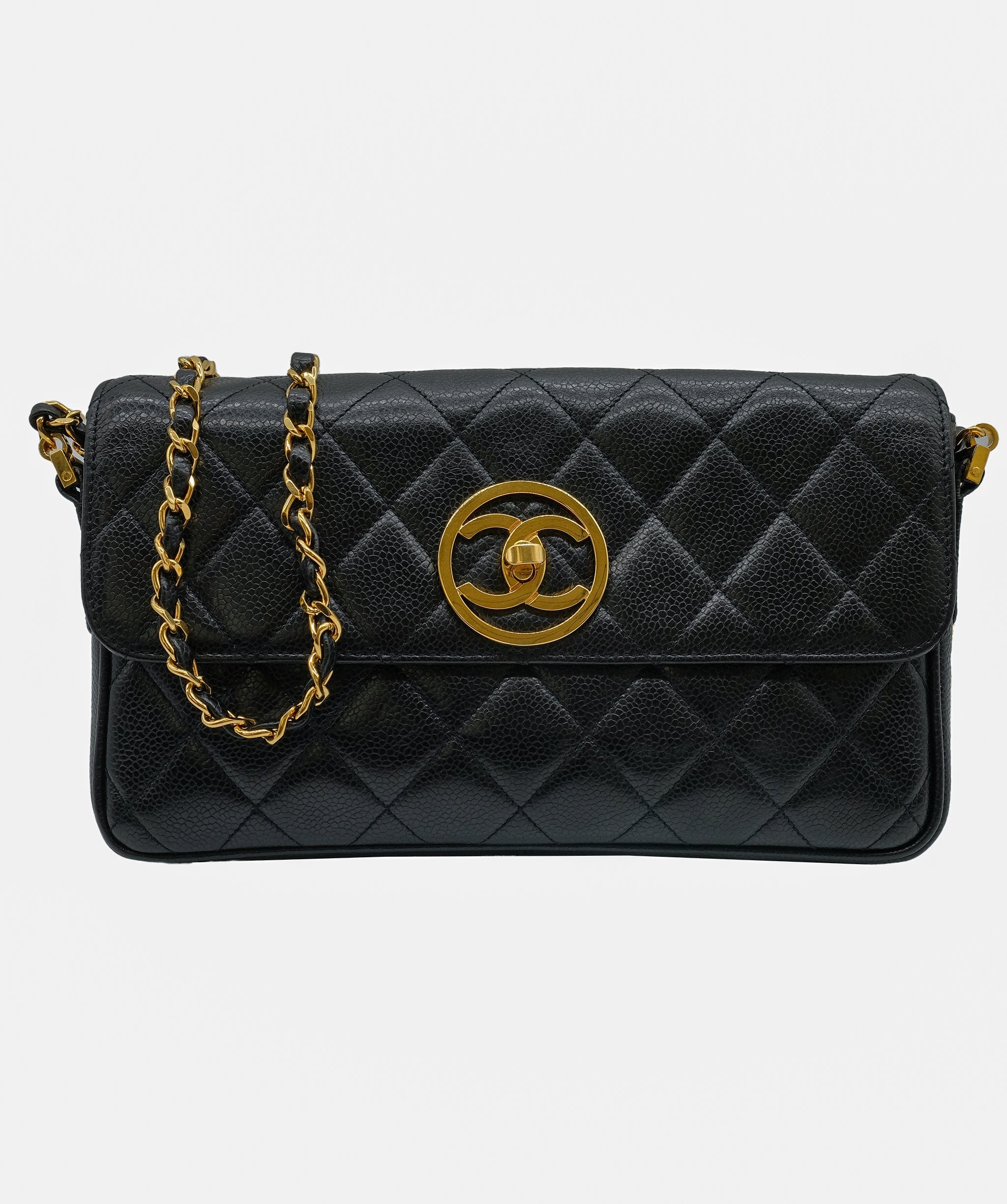 Chanel CHANEL VINTAGE CHAIN SHOULDER BAG BLACK CAVIAR SKIN	 DXBS0424