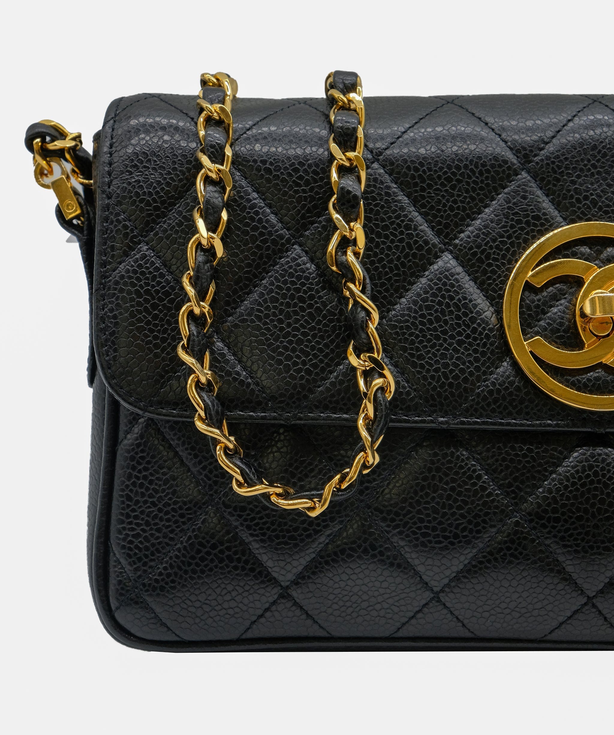 Chanel CHANEL VINTAGE CHAIN SHOULDER BAG BLACK CAVIAR SKIN	 DXBS0424