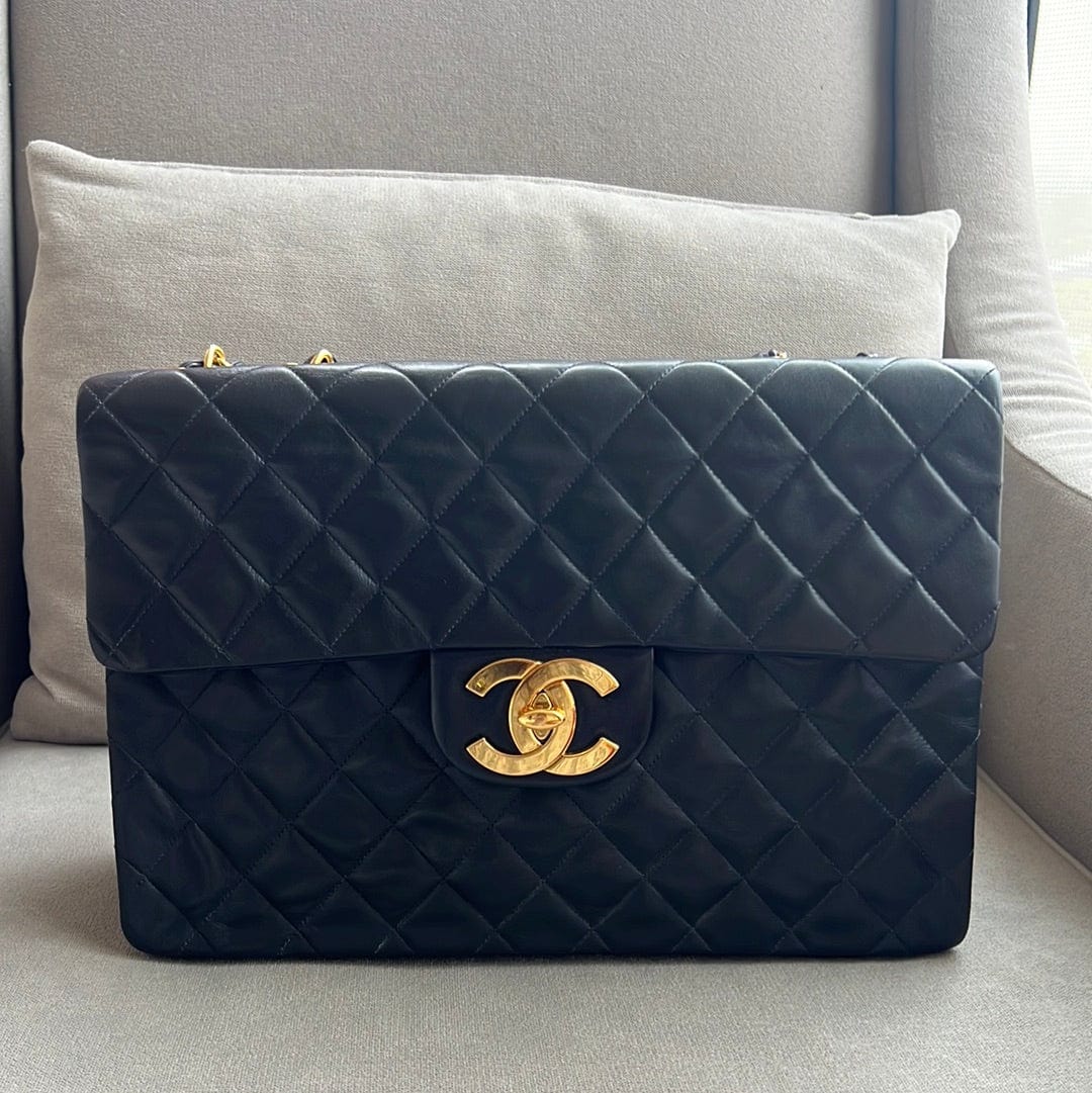 Chanel Chanel Vintage Classic Flap Black Lambskin XL CC GHW ASL8687