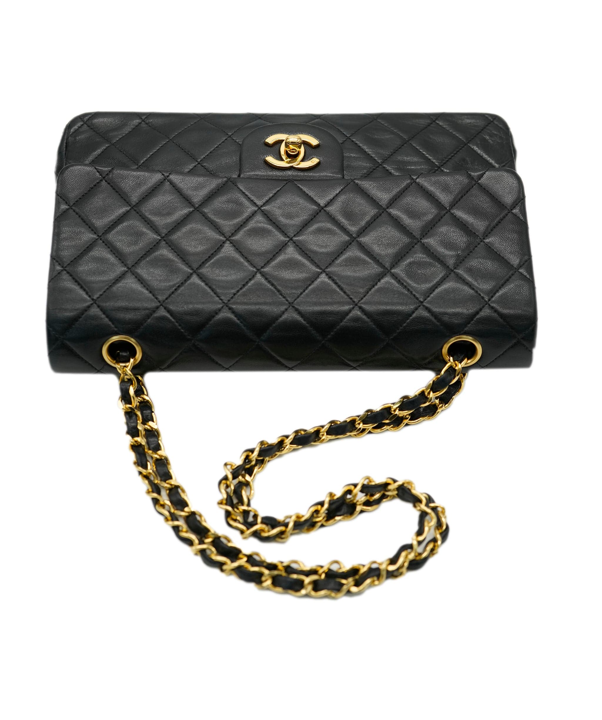 Chanel CHANEL VINTAGE CLASSIC FLAP MEDIUM CHAIN SHOULDER BAG BLACK LAMB SKIN 90244703 DBXS0667