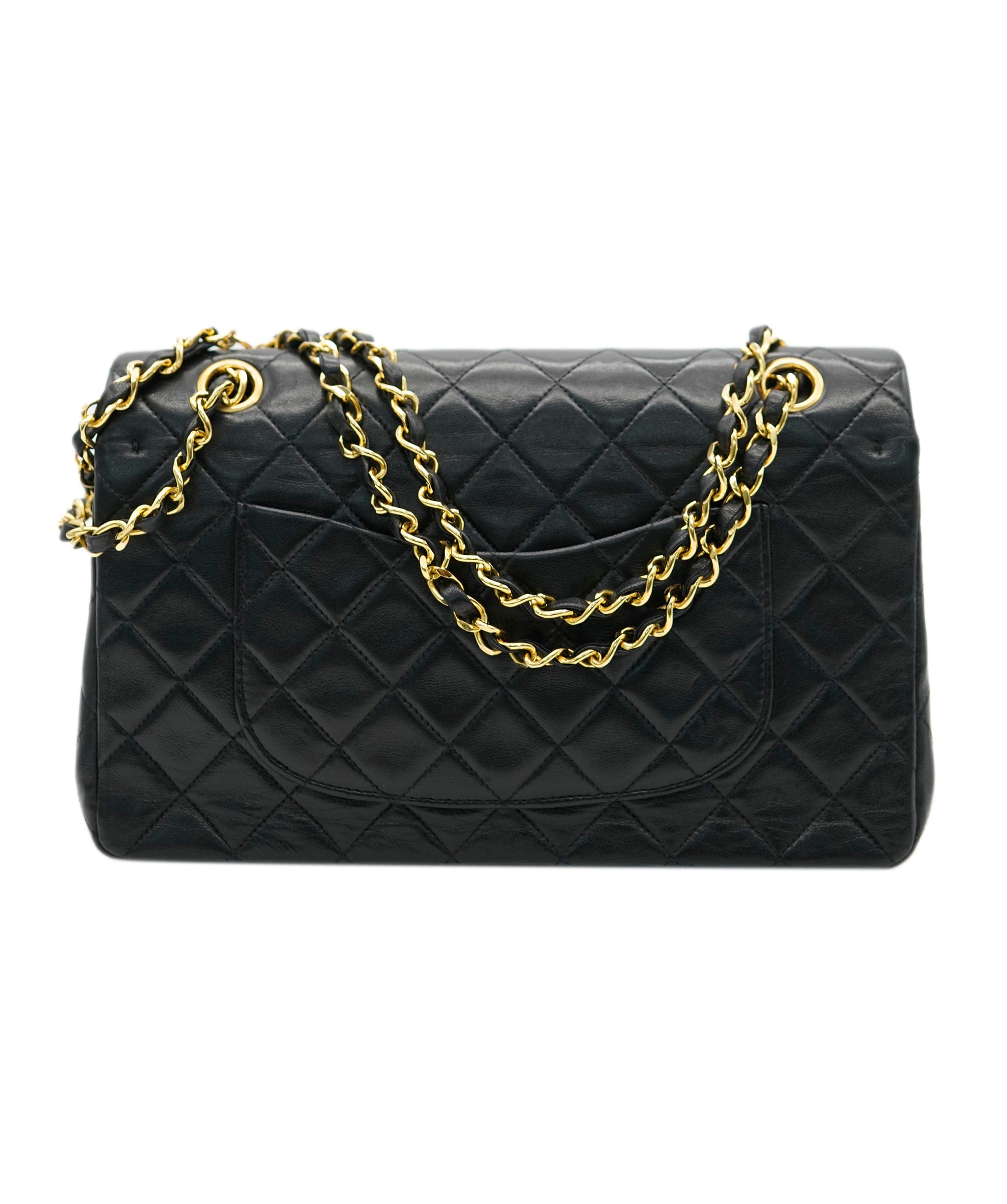 Chanel CHANEL VINTAGE CLASSIC FLAP MEDIUM CHAIN SHOULDER BAG BLACK LAMB SKIN 90244703 DBXS0667