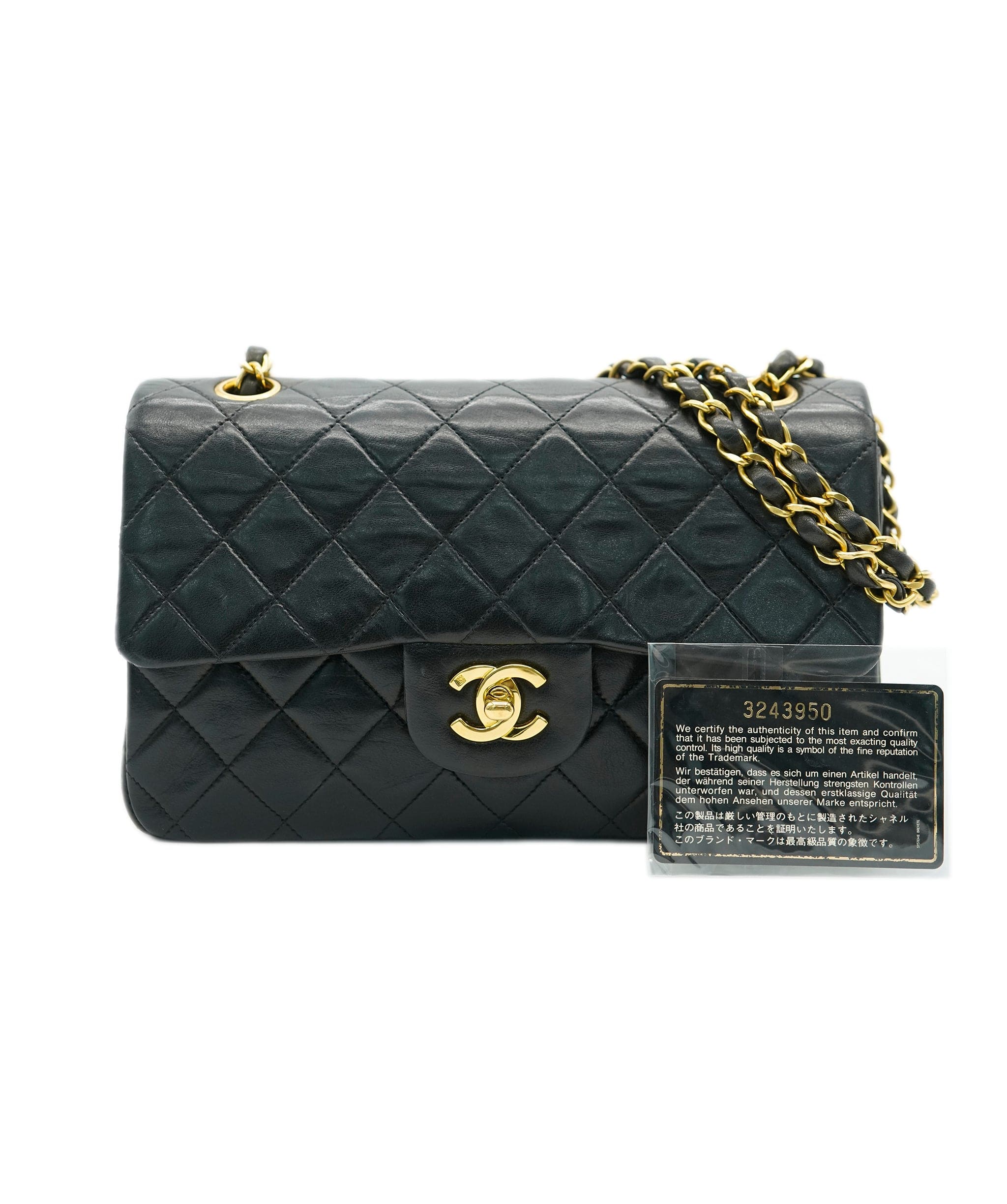 Chanel CHANEL VINTAGE CLASSIC FLAP SMALL CHAIN SHOULDER BAG BLACK LAMB SKIN 90240958 DBXS0661