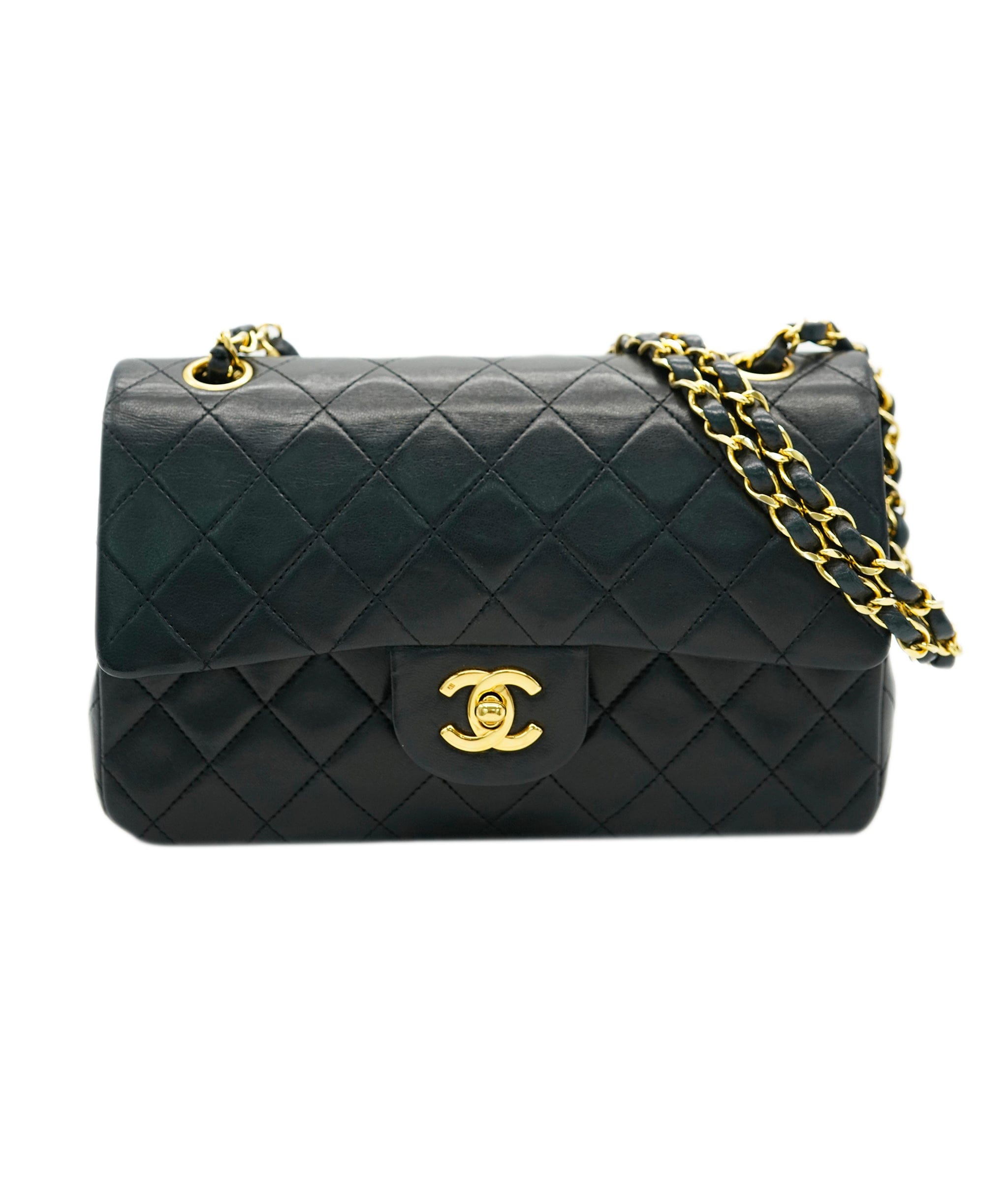 Chanel CHANEL VINTAGE CLASSIC FLAP SMALL CHAIN SHOULDER BAG BLACK LAMB SKIN 90246899 DBXS0660