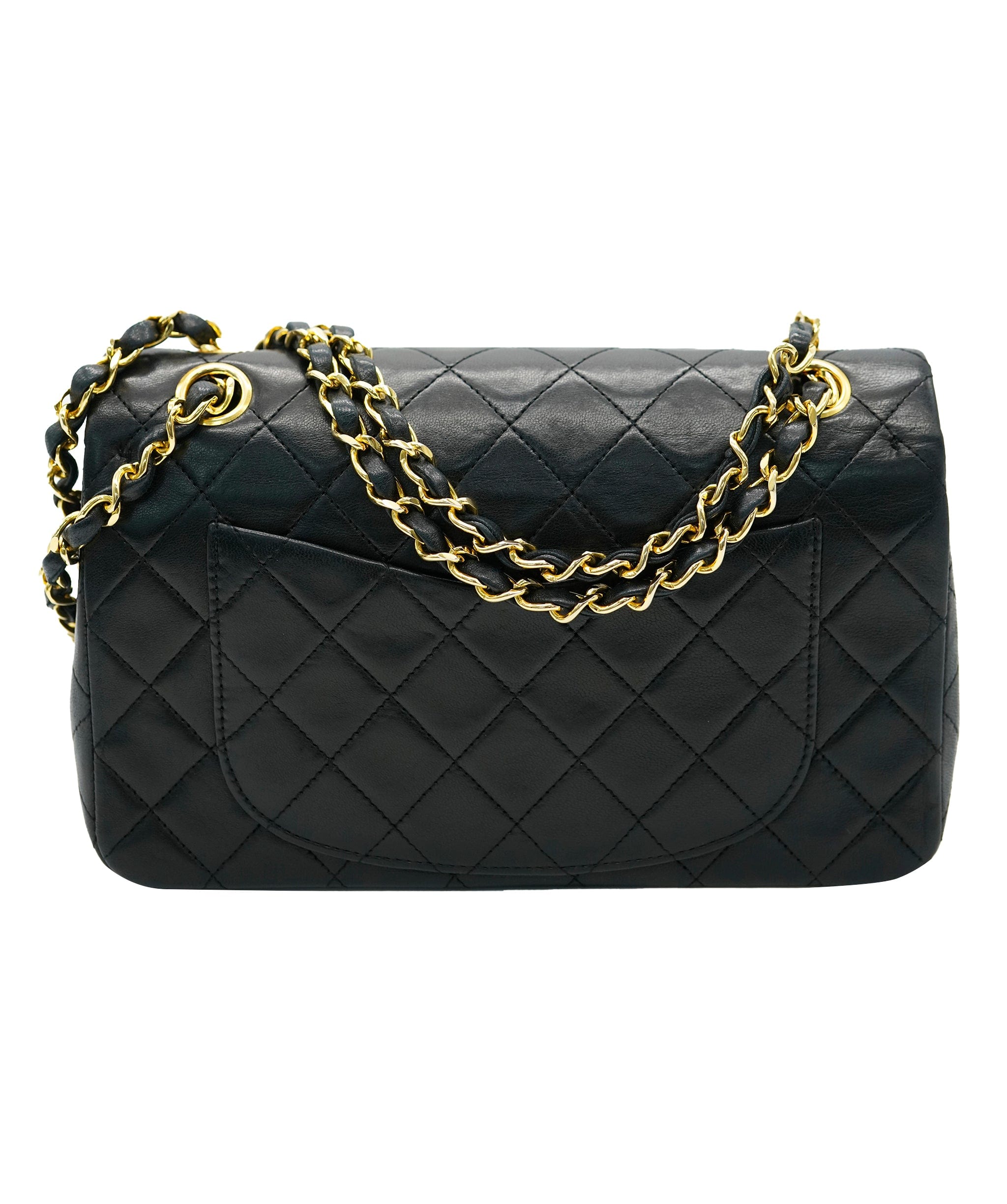 Chanel CHANEL VINTAGE CLASSIC FLAP SMALL CHAIN SHOULDER BAG BLACK LAMB SKIN 90246899 DBXS0660