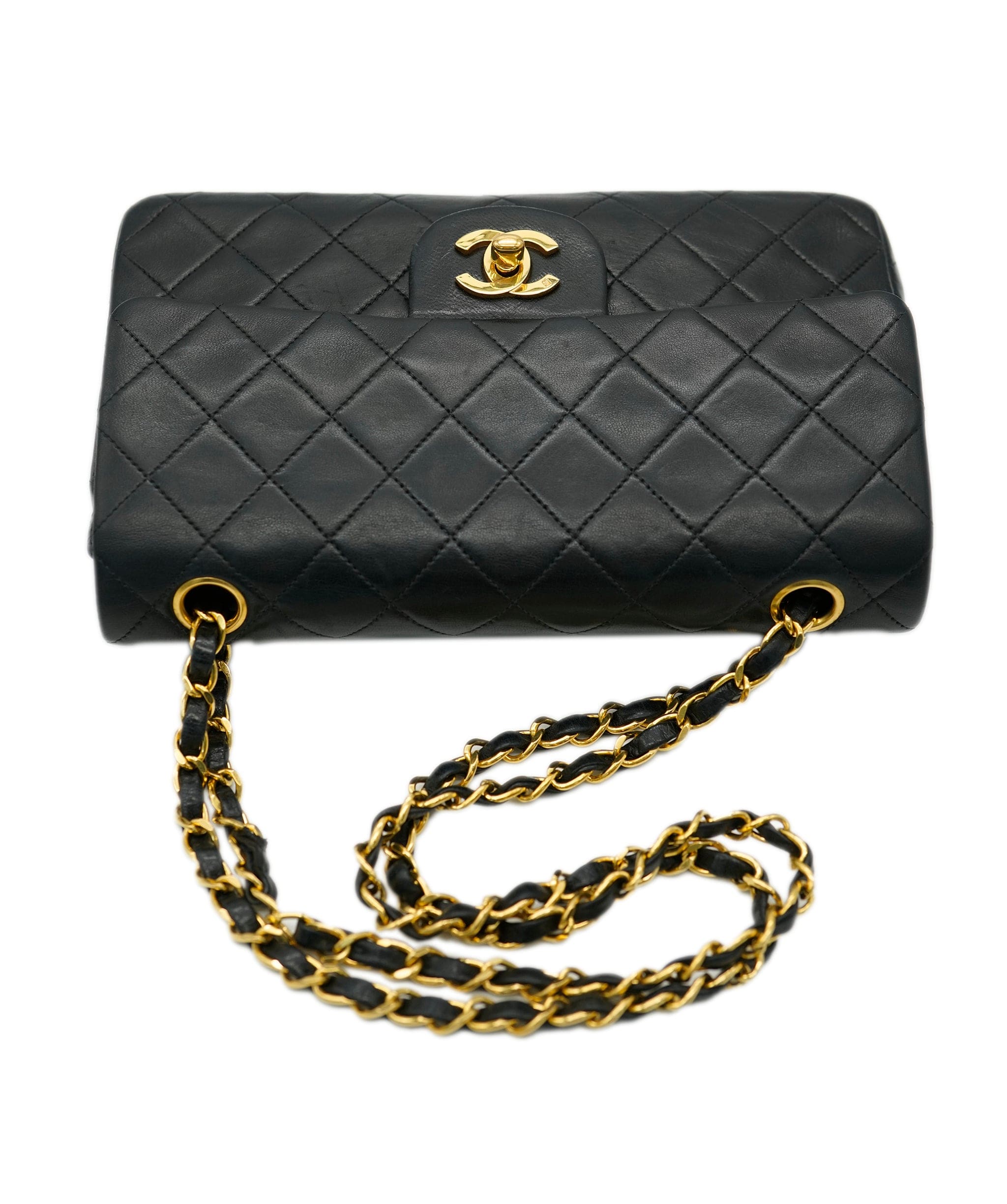 Chanel CHANEL VINTAGE CLASSIC FLAP SMALL CHAIN SHOULDER BAG BLACK LAMB SKIN 90248823 DBXS0655