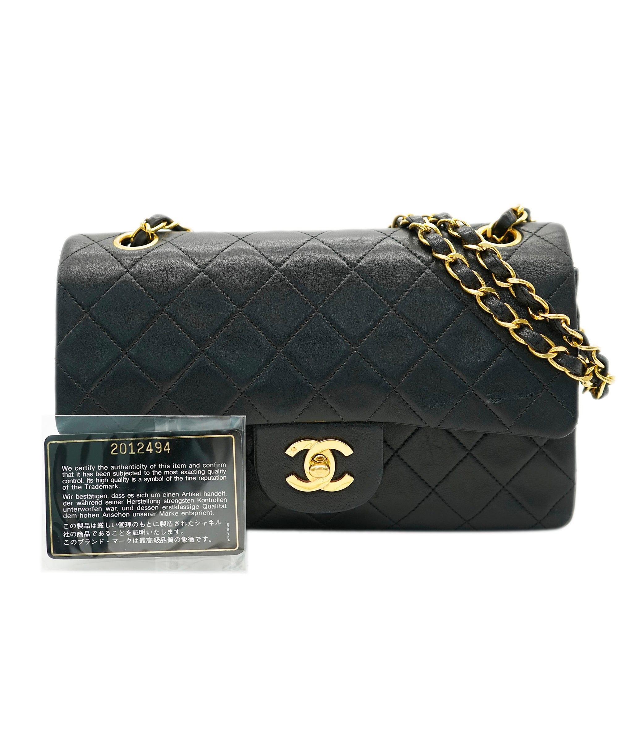 Chanel CHANEL VINTAGE CLASSIC FLAP SMALL CHAIN SHOULDER BAG BLACK LAMB SKIN 90248823 DBXS0655