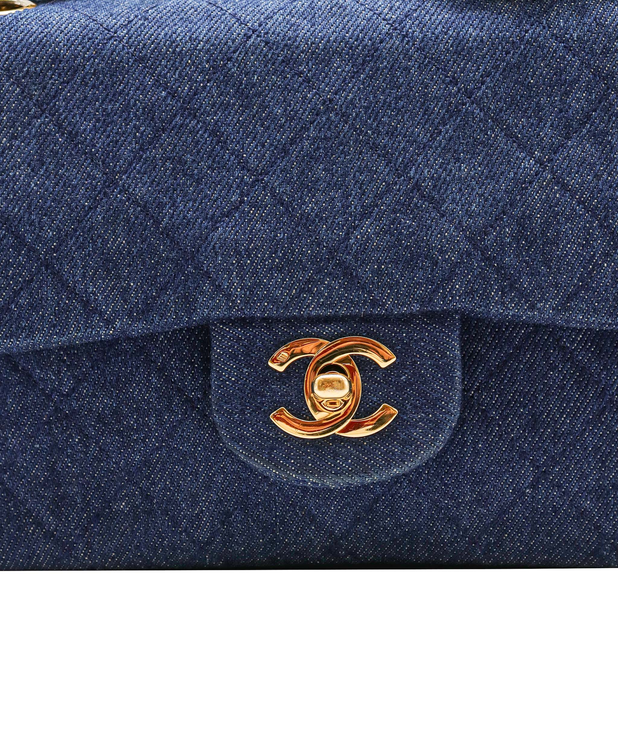 Chanel CHANEL VINTAGE CLASSIC FLAP SMALL CHAIN SHOULDER BAG BLUE DENIM 90246350 DXBS0596