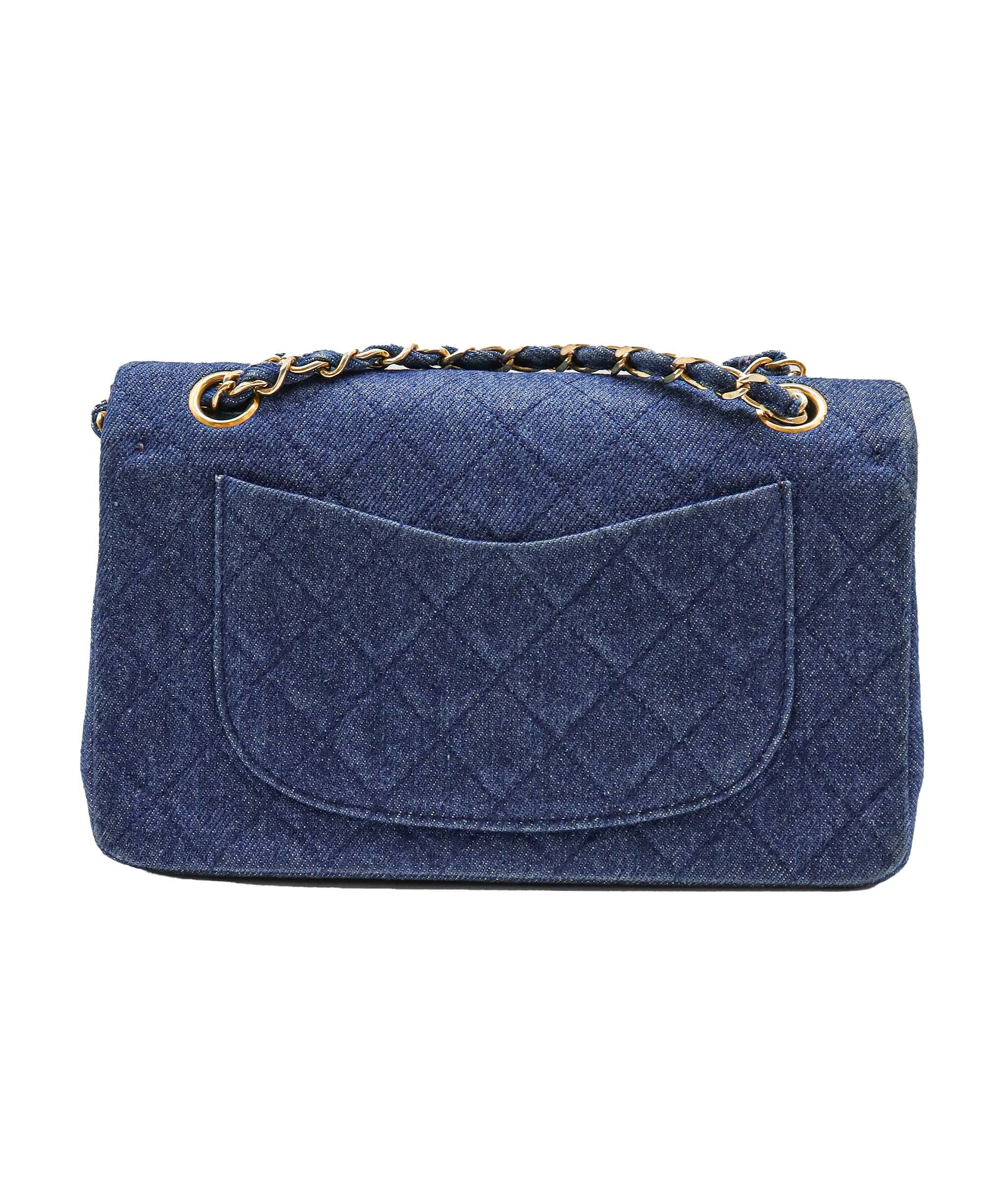 Chanel CHANEL VINTAGE CLASSIC FLAP SMALL CHAIN SHOULDER BAG BLUE DENIM 90246350 DXBS0596