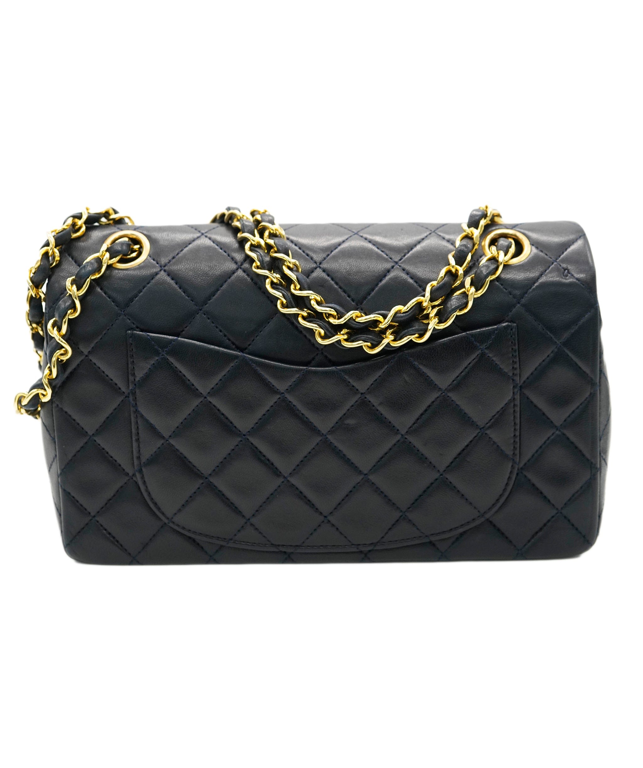 Chanel CHANEL VINTAGE CLASSIC FLAP SMALL CHAIN SHOULDER BAG NAVY LAMB SKIN 90228461 DBXS0037