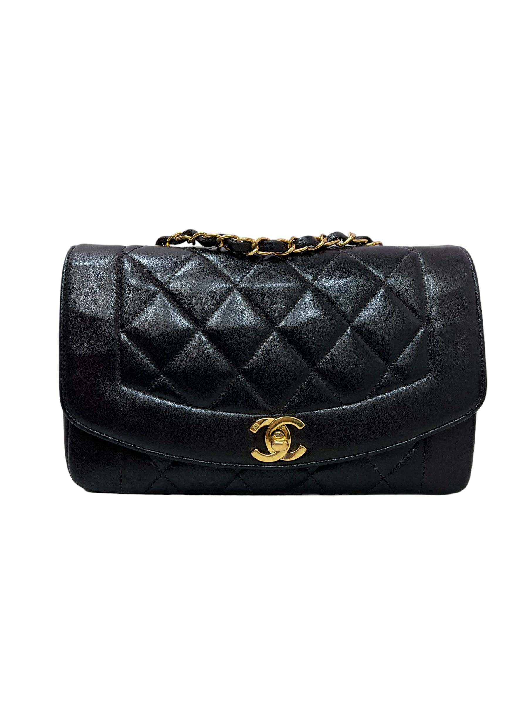 Chanel Chanel Vintage Diana Small Black Lambskin GHW SKL1630