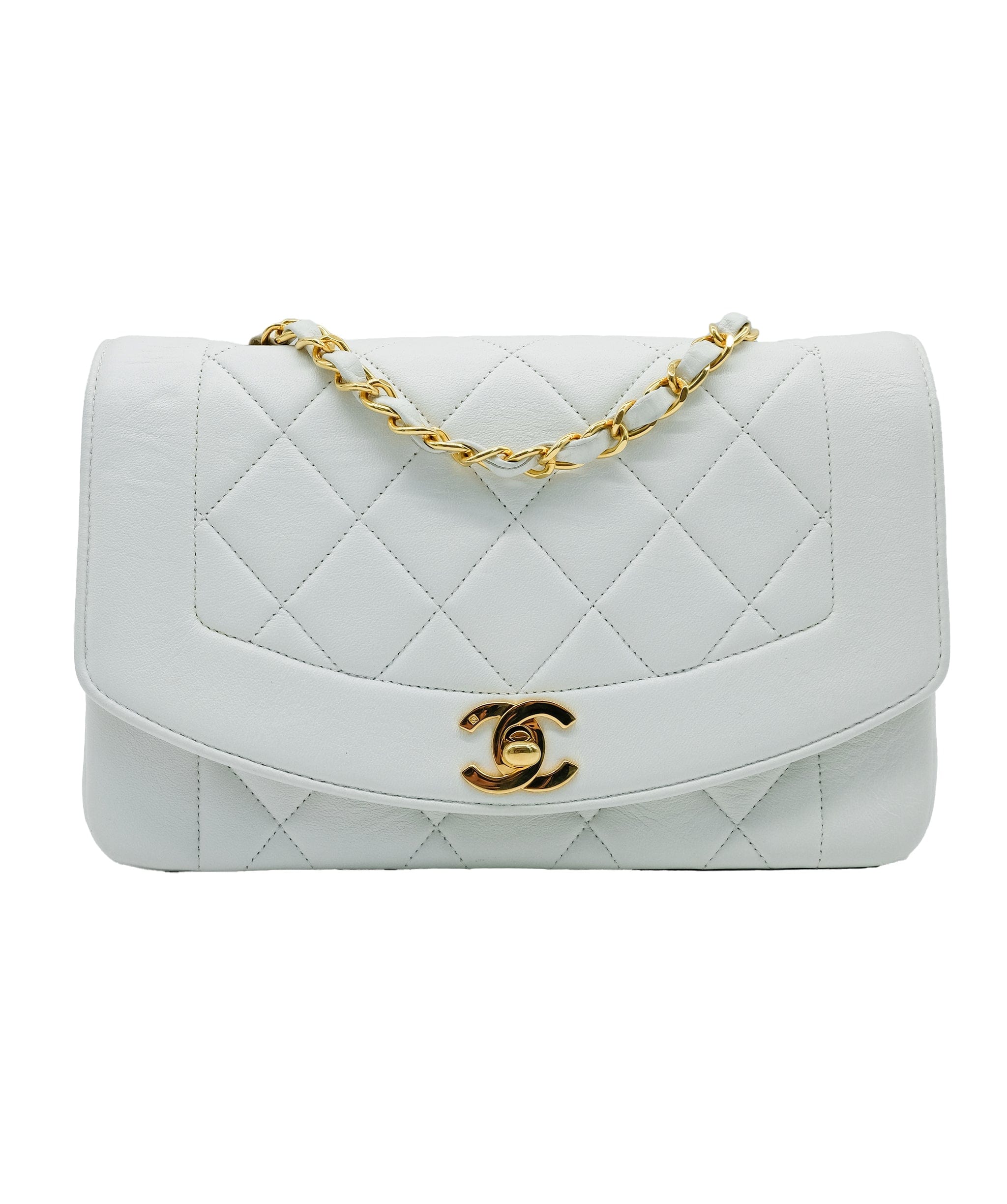 Chanel Chanel Vintage Diana Small White Lambskin GHW #2 ASL8683