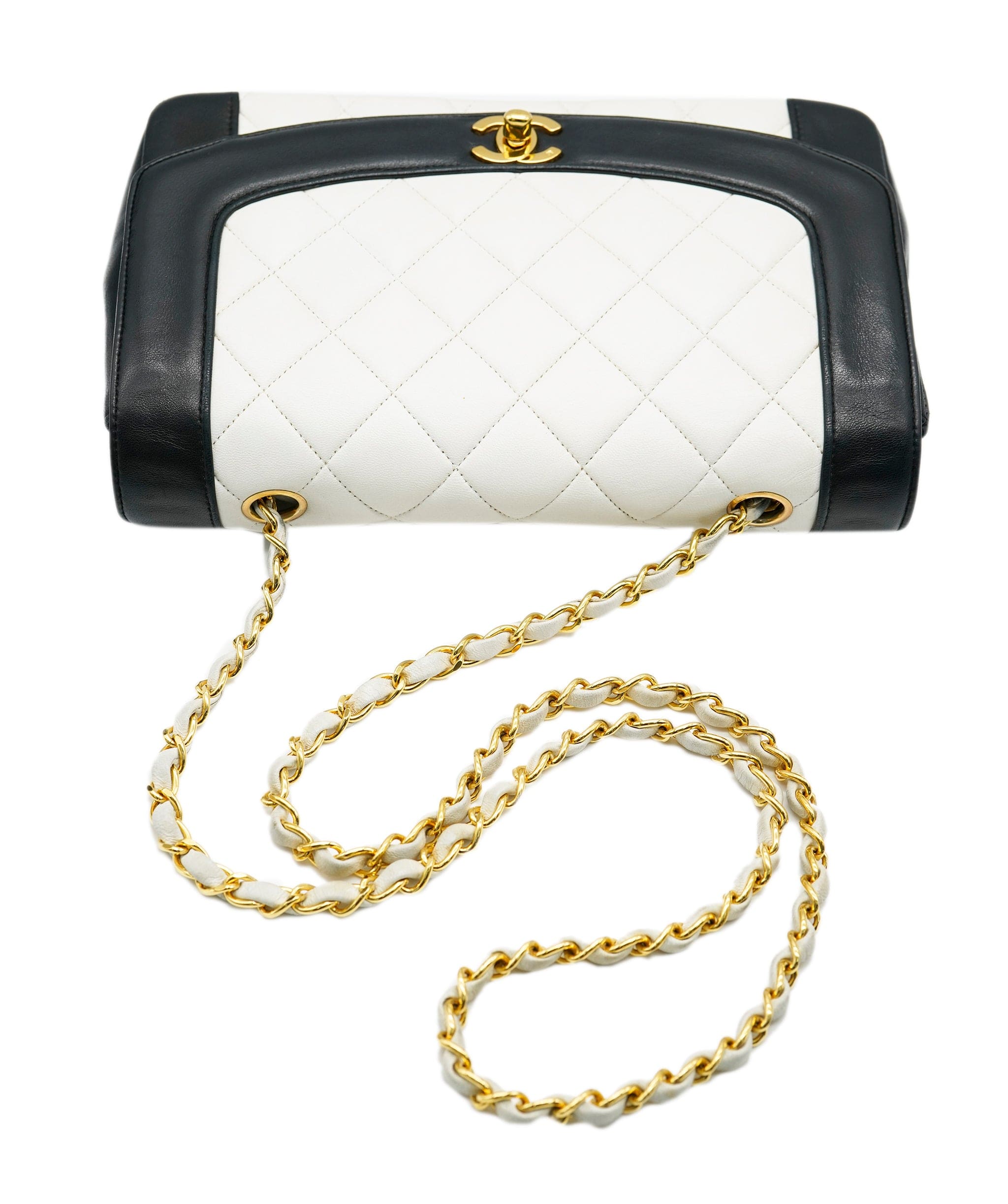 Chanel Chanel Vintage Diana White / Black Lambskin GHW SKL1636