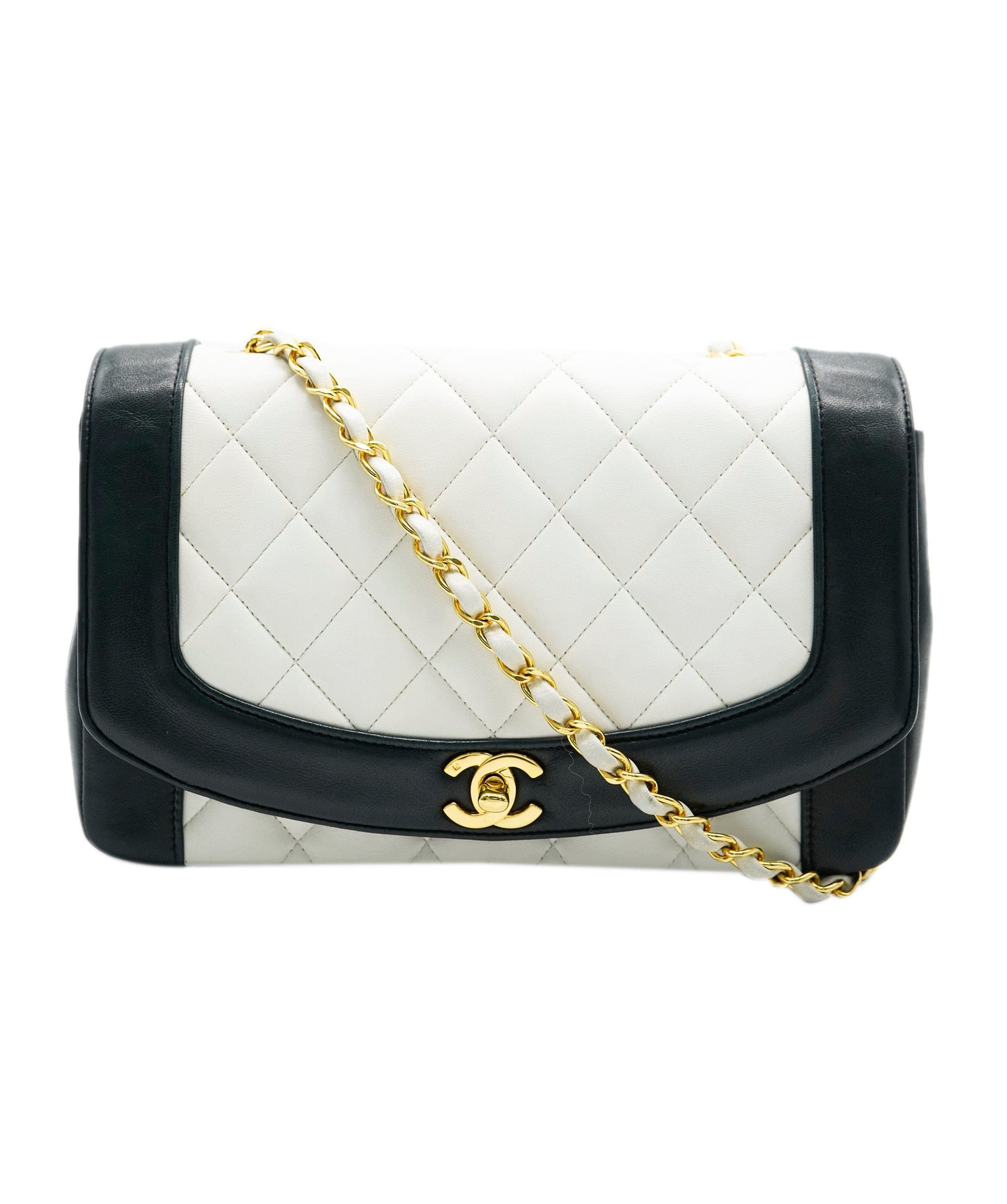 Chanel Chanel Vintage Diana White / Black Lambskin GHW SKL1636