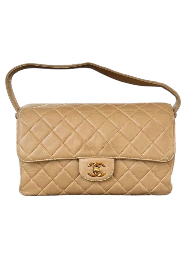 Chanel Chanel Vintage Double Face Flap Medium Beige Lambskin GHW #4 SKCY024