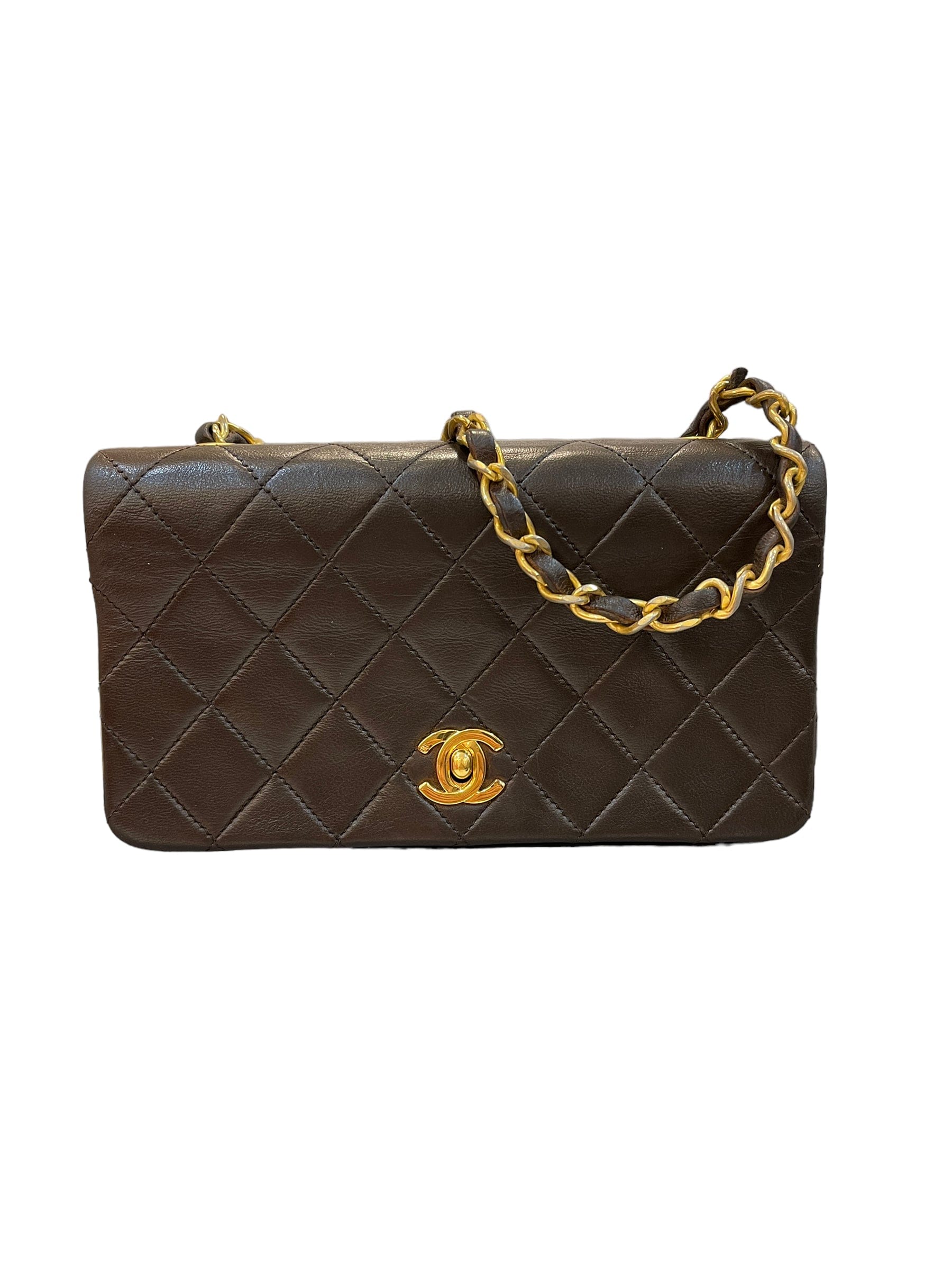 Chanel Chanel Vintage Full Flap Mini Chocolate Lambskin GHW