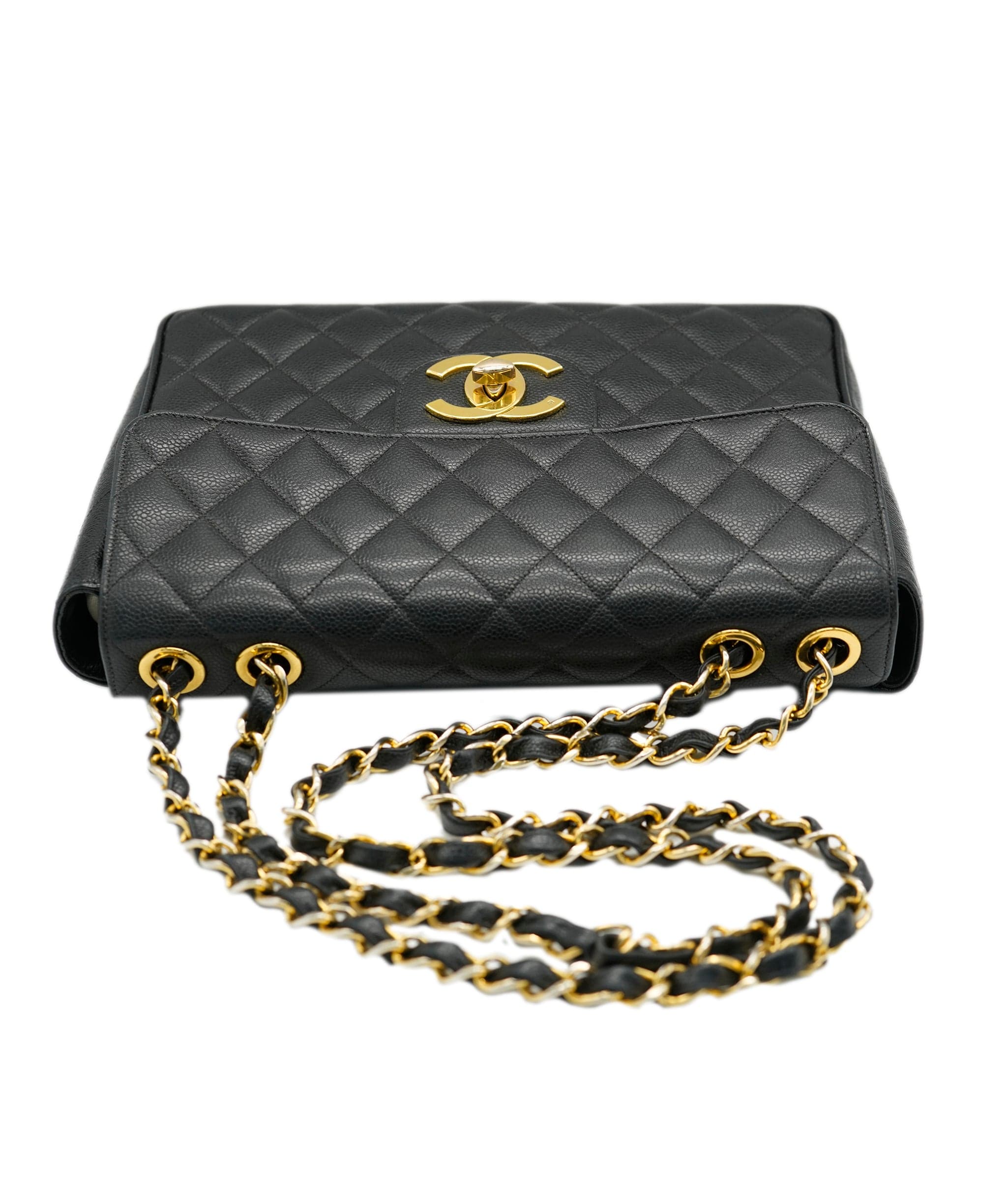 Chanel Chanel Vintage Jumbo Black Caviar Quilted CC Classic Flap AGC1477