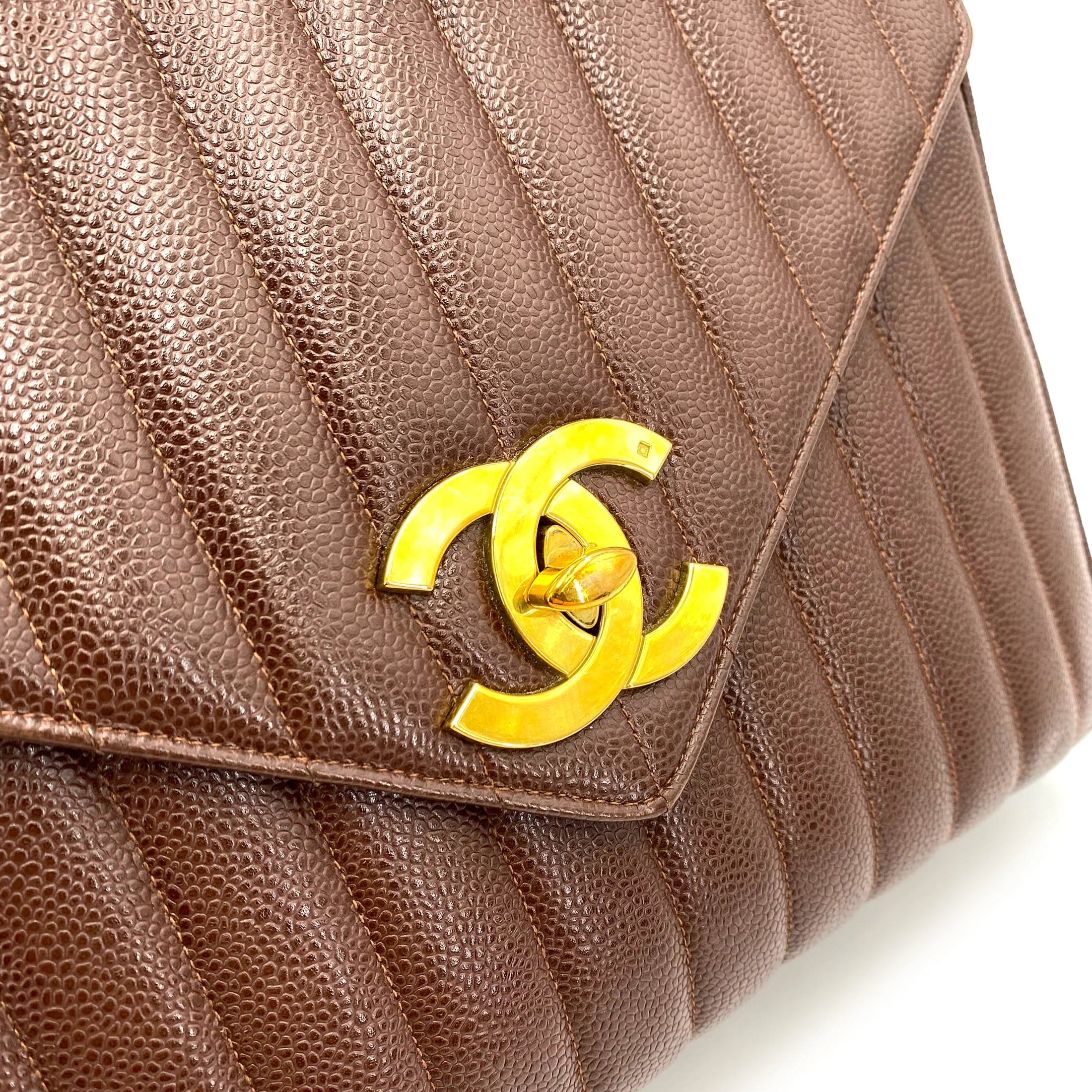 Chanel CHANEL VINTAGE MADEMOISELLE BROWN CAVIAR SHOULDER BAG DXBS0090