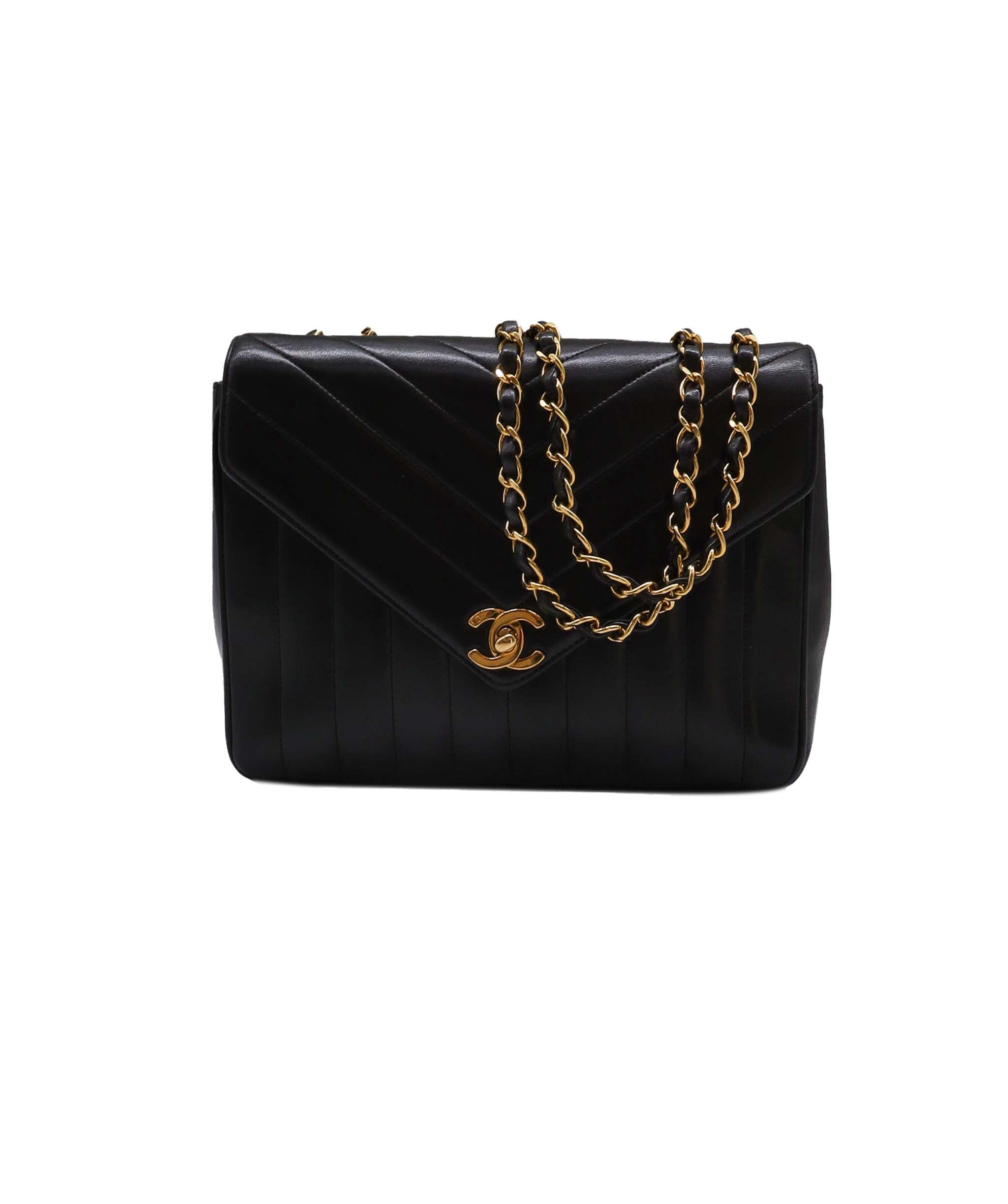 Chanel CHANEL VINTAGE MADEMOISELLE CHAIN BLACK LAMB SKIN 90249967