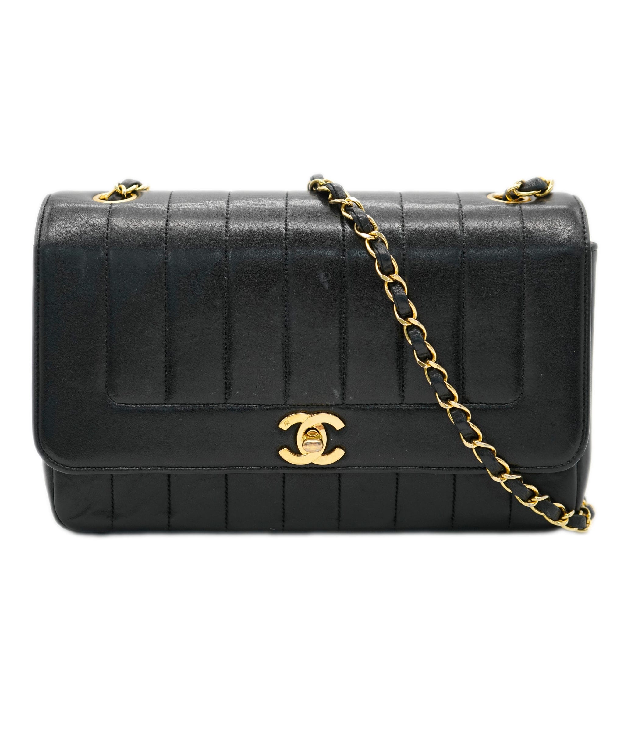 Chanel CHANEL VINTAGE MADEMOISELLE CHAIN SHOULDER BAG BLACK LAMB SKIN 90223285 DBXS0659