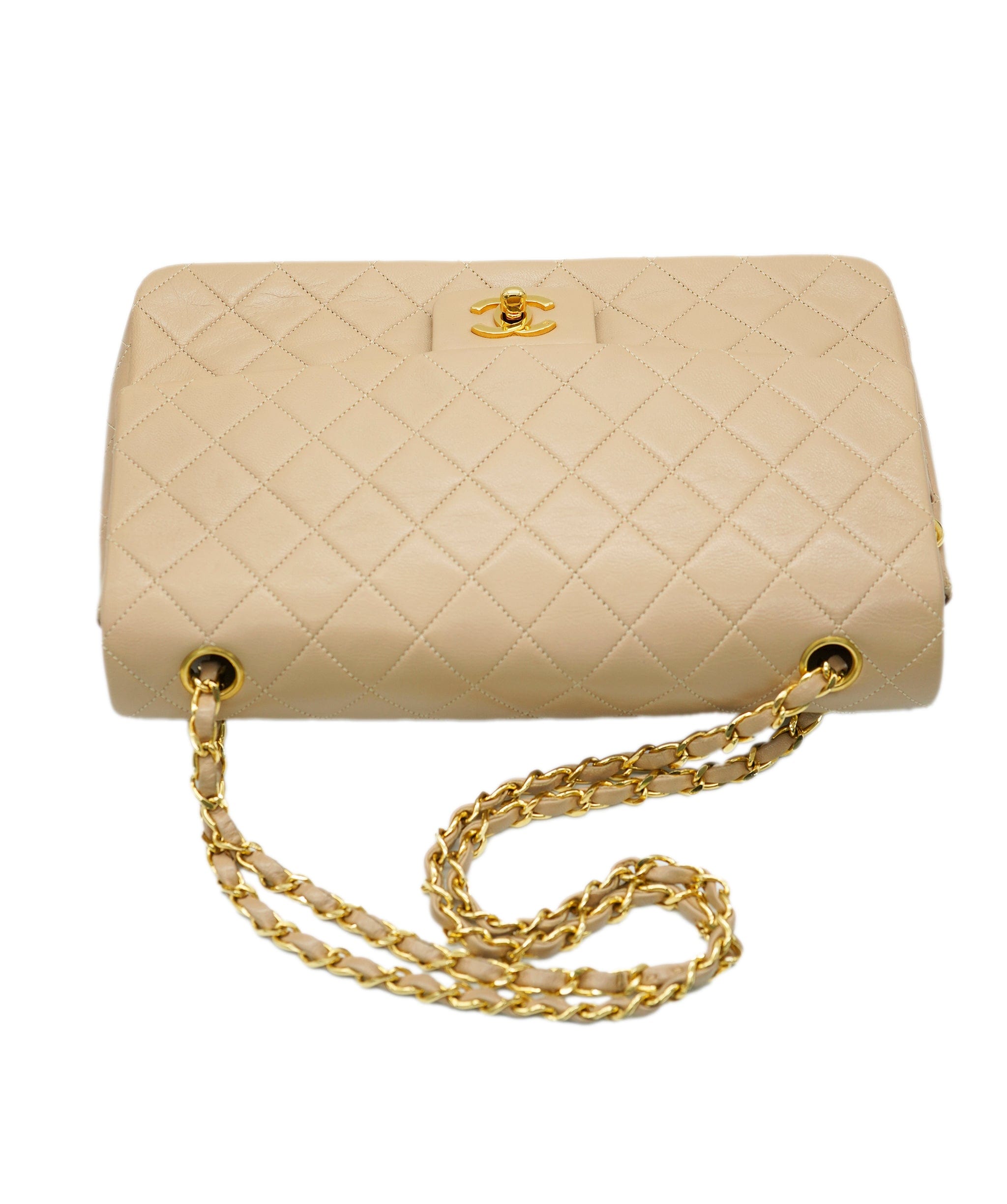 Chanel CHANEL VINTAGE MATELASSE CHAIN SHOULDER BAG BEIGE LAMB SKIN DBXS0023