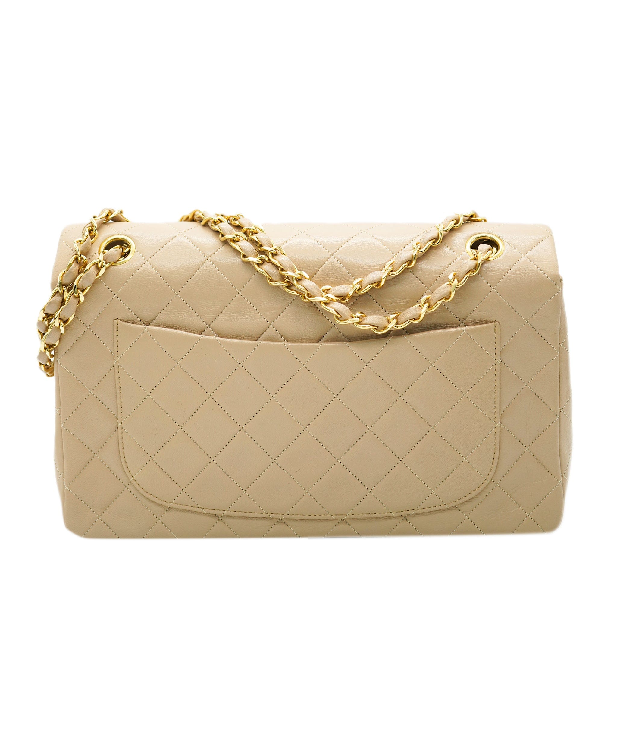 Chanel CHANEL VINTAGE MATELASSE CHAIN SHOULDER BAG BEIGE LAMB SKIN DBXS0023