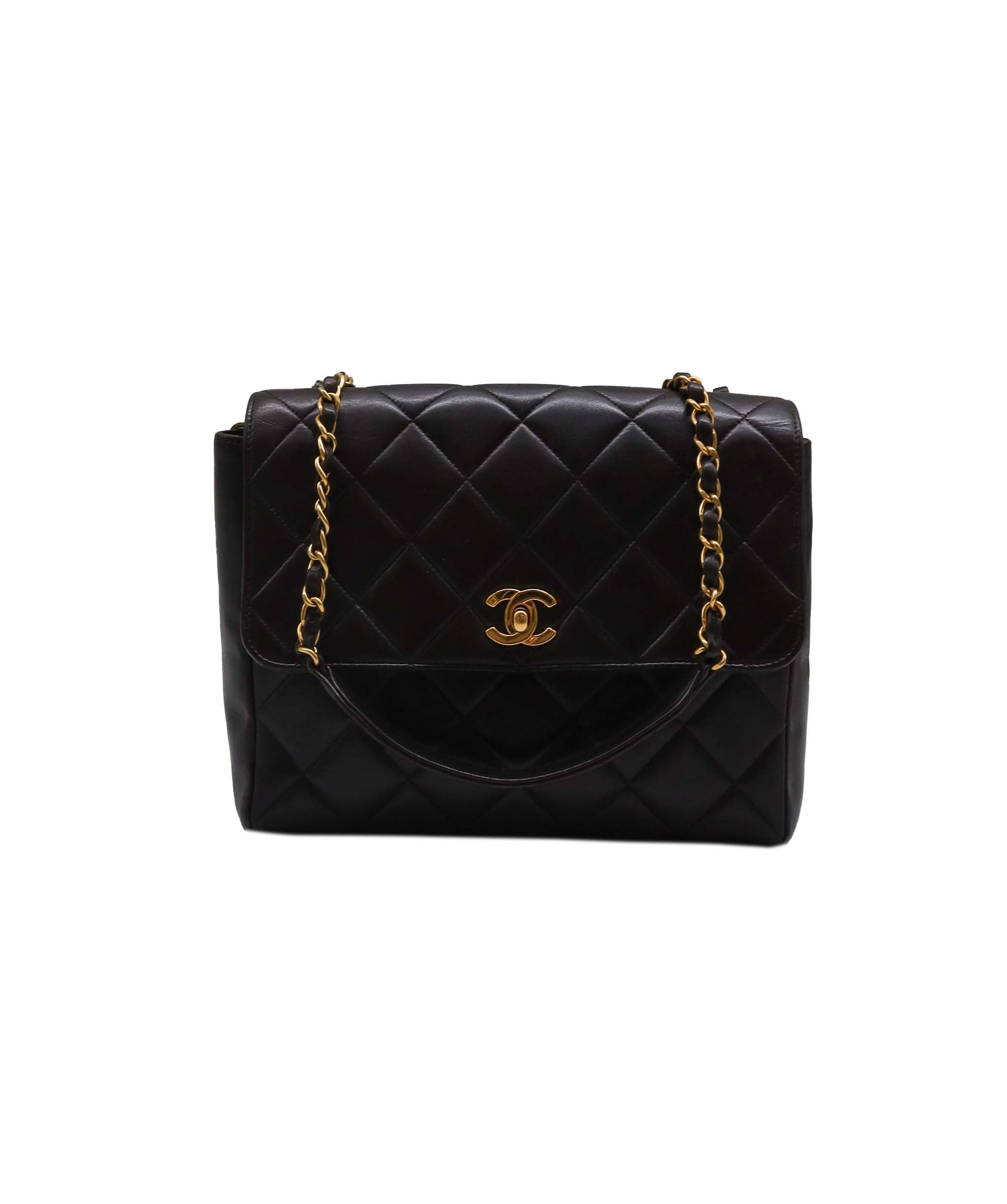 Chanel CHANEL VINTAGE MATELASSE CHAIN SHOULDER BAG BLACK LAMB SKIN 90194192