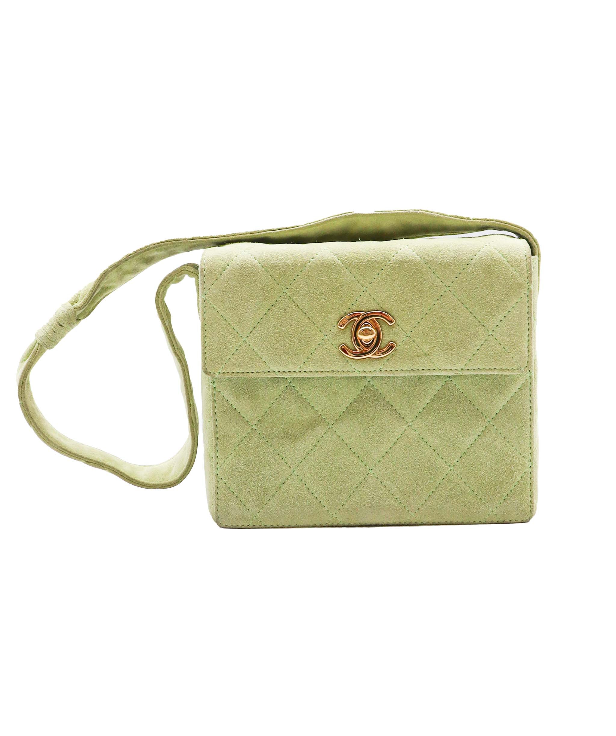 Chanel CHANEL VINTAGE MATELASSE HAND BAG GREEN SUEDE 90248810 DXBS0601